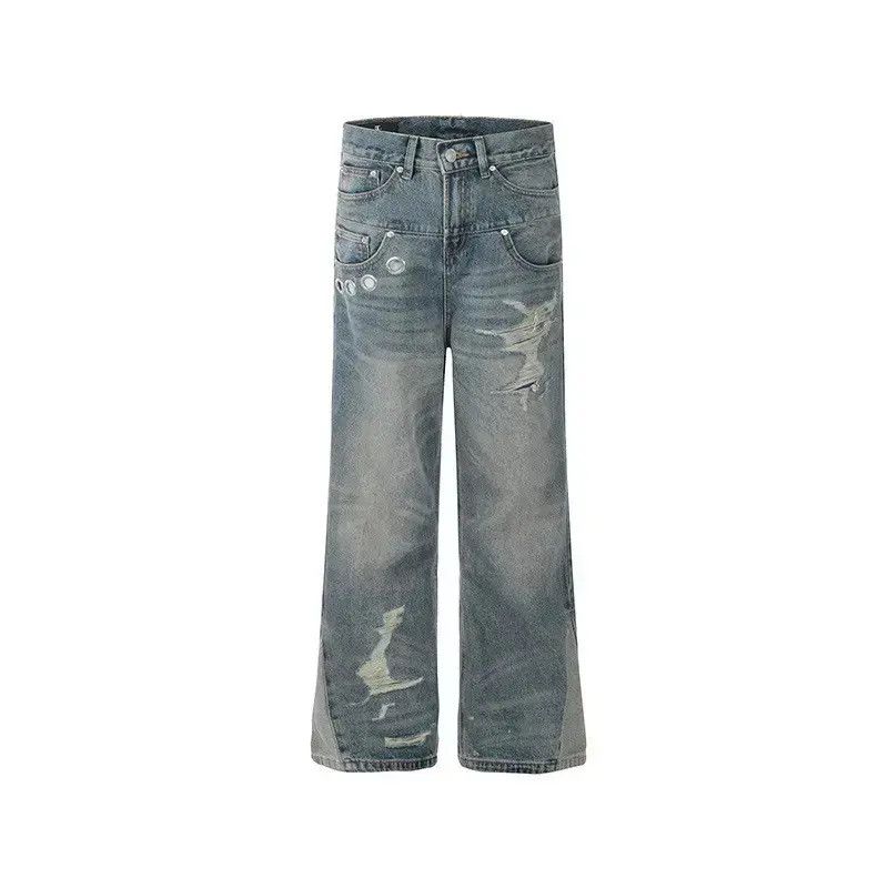 Japanese Brand Retro casual straight leg ripped jeans Size US 32 / EU 48 - 5 Thumbnail