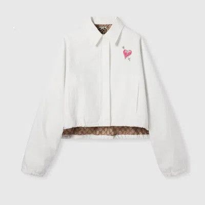 Gucci o1la5ras0426 Cotton Canvas Jacket With Patch In White Size XS / US 0-2 / IT 36-38 - 1 Preview