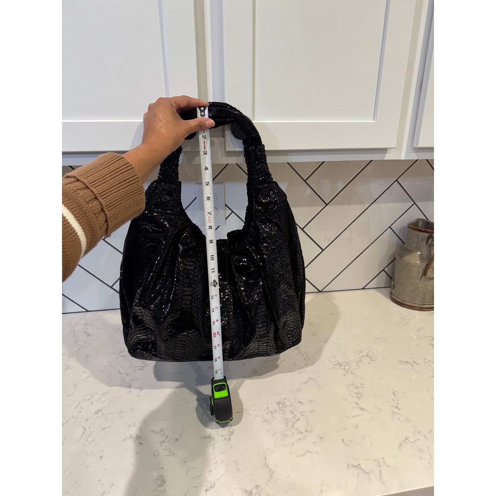Other Vintage Perlina Y2K black snake skin leather large hobo bag Size ONE SIZE - 7 Thumbnail