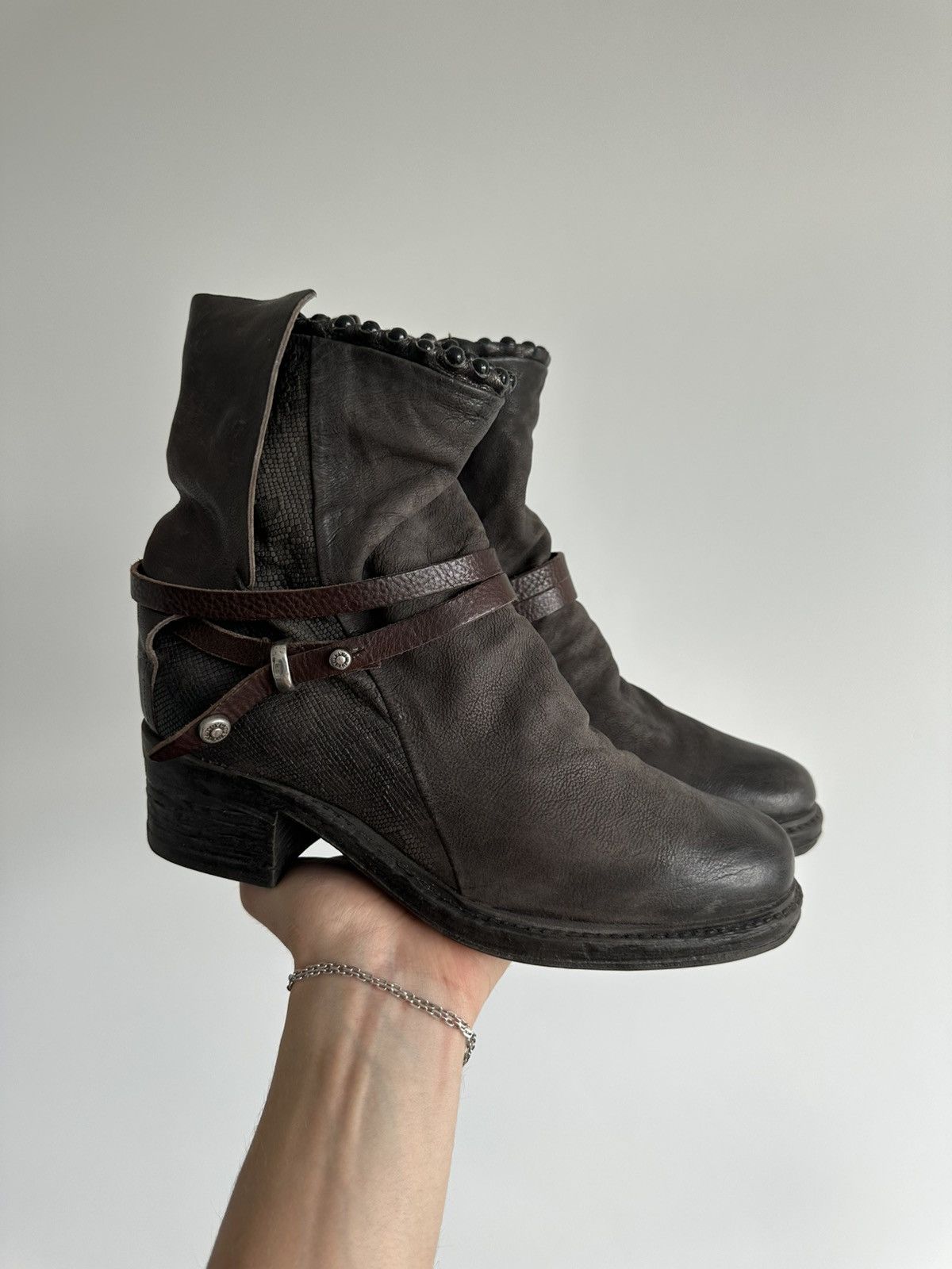 Vintage A.S.98 Biker Ankle Strap Boots Avant Garde Gothic