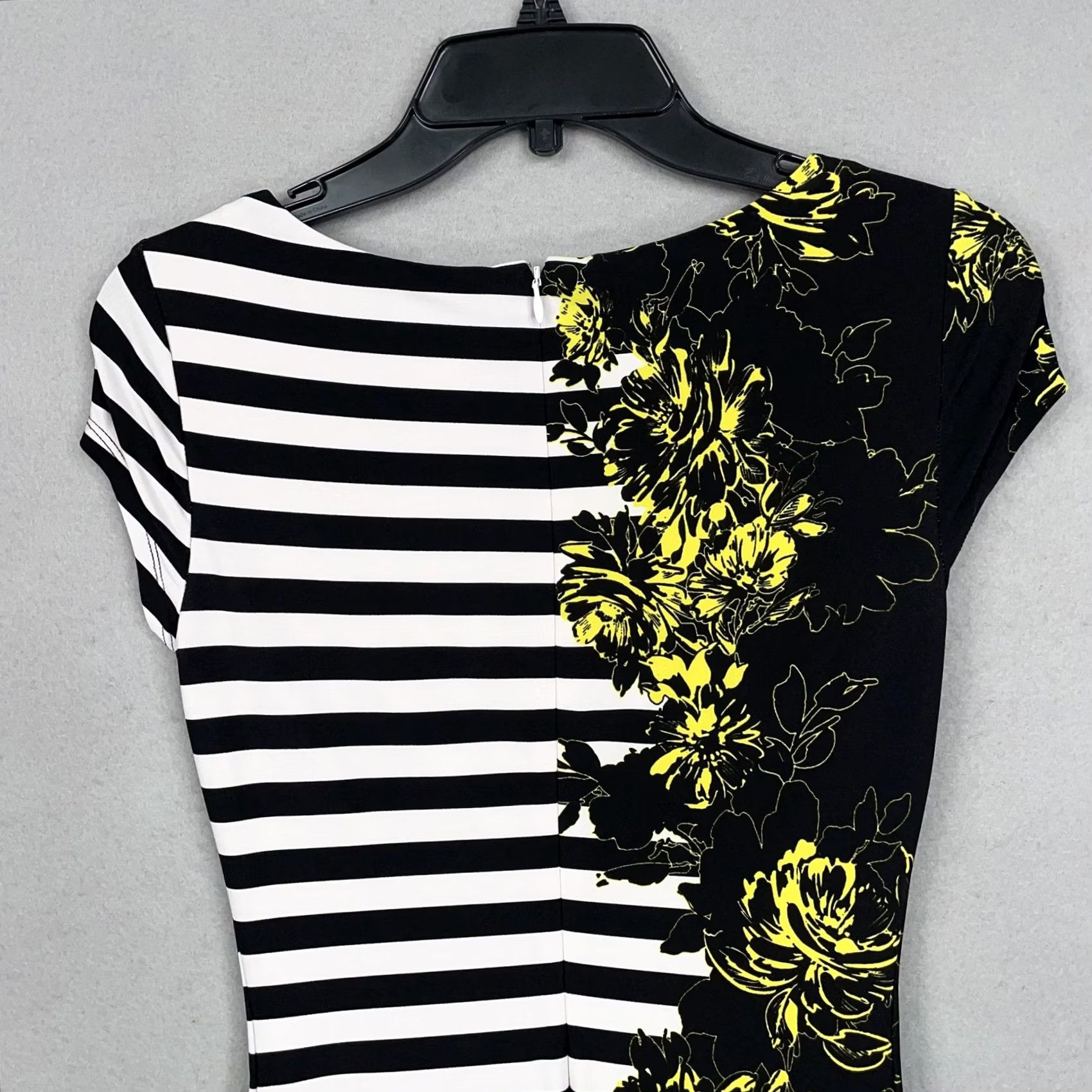 Vintage Cache Dress Womens Black White Stripe Yellow Floral Stretch Sheath Bodycon XS Size XS / US 0-2 / IT 36-38 - 7 Thumbnail