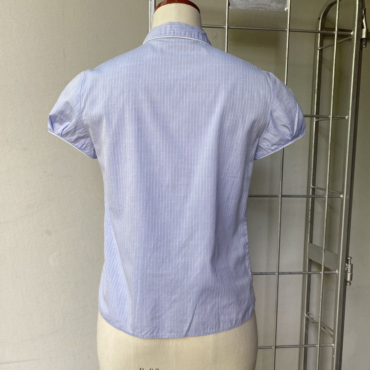 Zucca ZUCCA Blue Pinstripe Puff Blouse Size M / US 6-8 / IT 42-44 - 3 Thumbnail