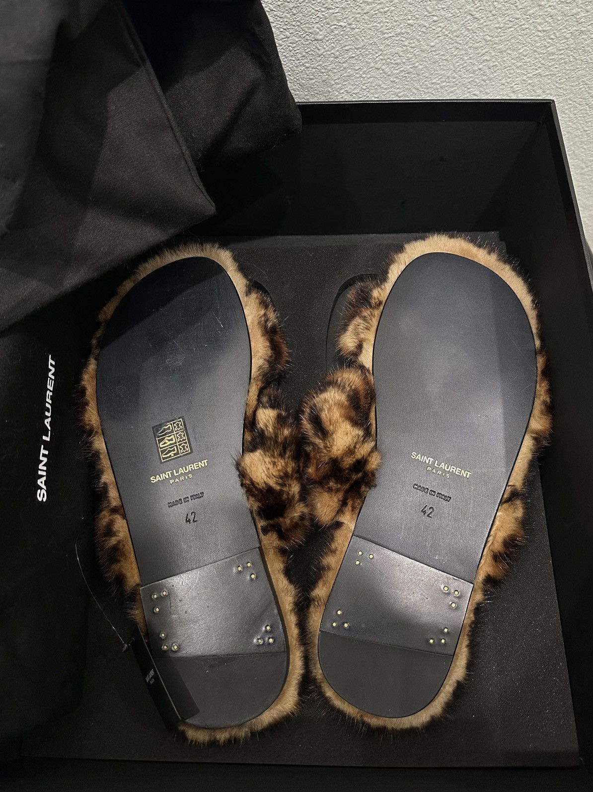 Saint Laurent Paris Saint Laurent Leopard Mink Sandals / Slides Size US 8.5 / EU 41-42 - 4 Thumbnail