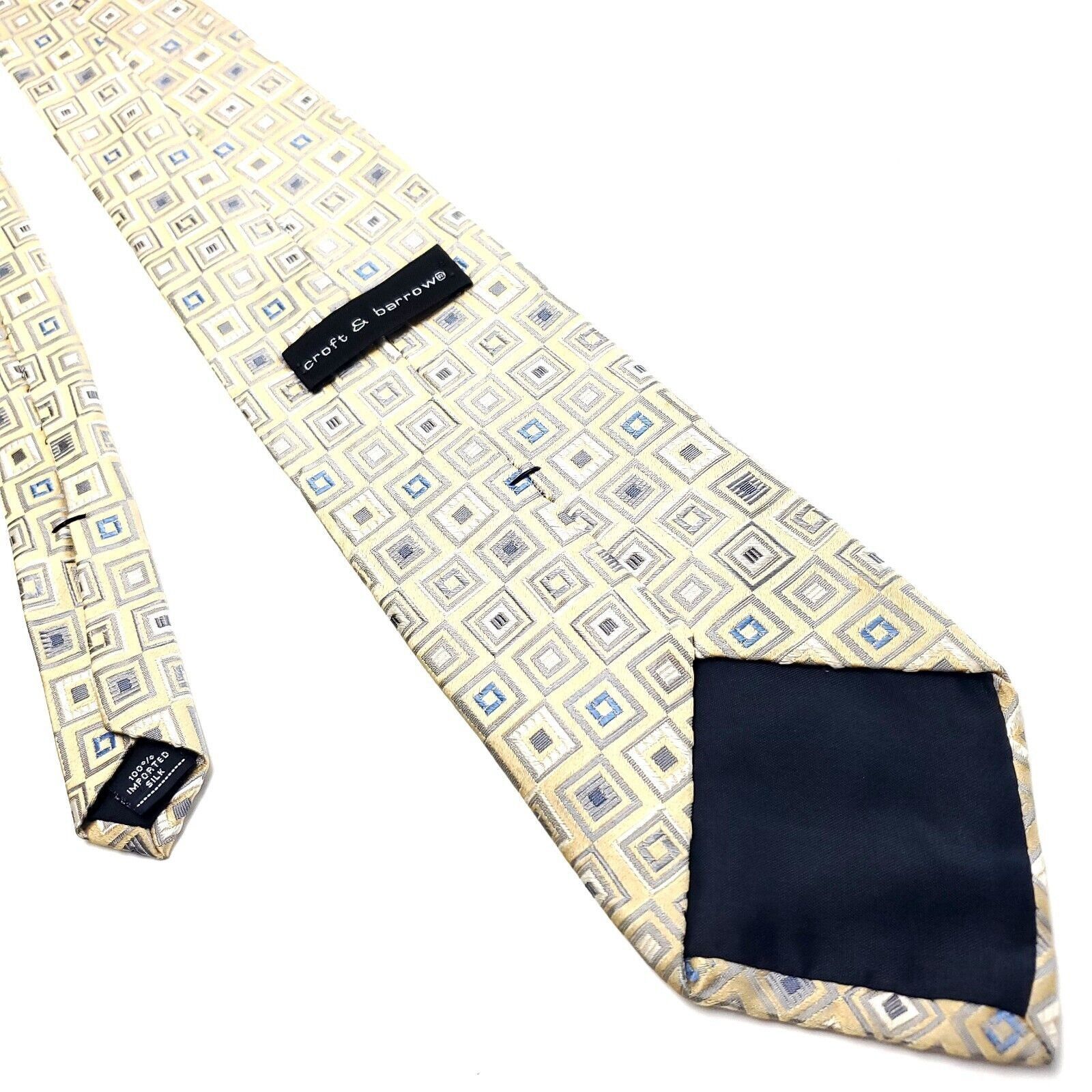 Croft & Barrow Croft & Barrow Beige Silk Tie Woven Check Size ONE SIZE - 3 Thumbnail