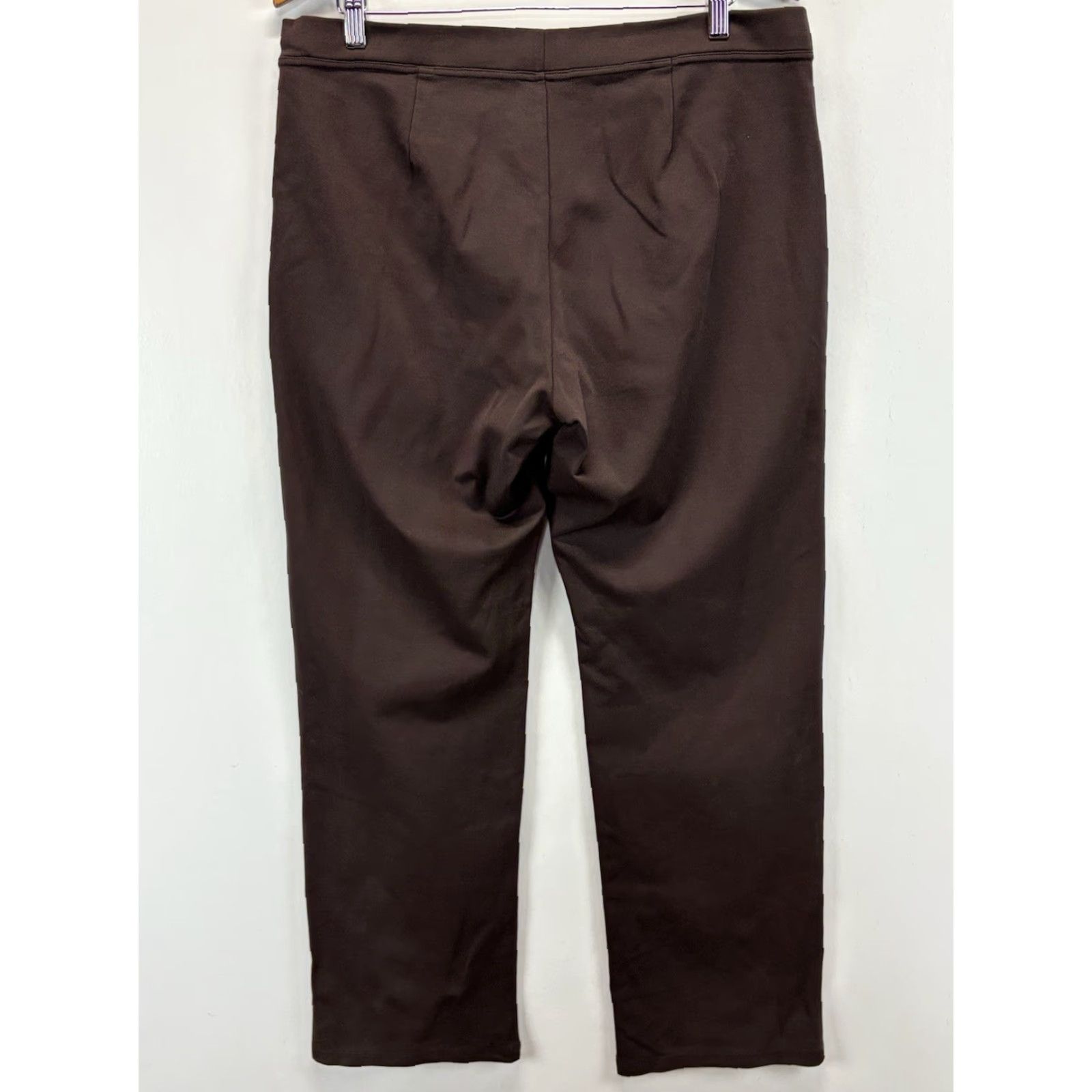 Eileen Fisher VINTAGE Eileen Fisher Ponte Full Leg Pull On Pants Womens L Dark Brown Minimalist Stretch Size 36" / US 14 / IT 50 - 3 Thumbnail