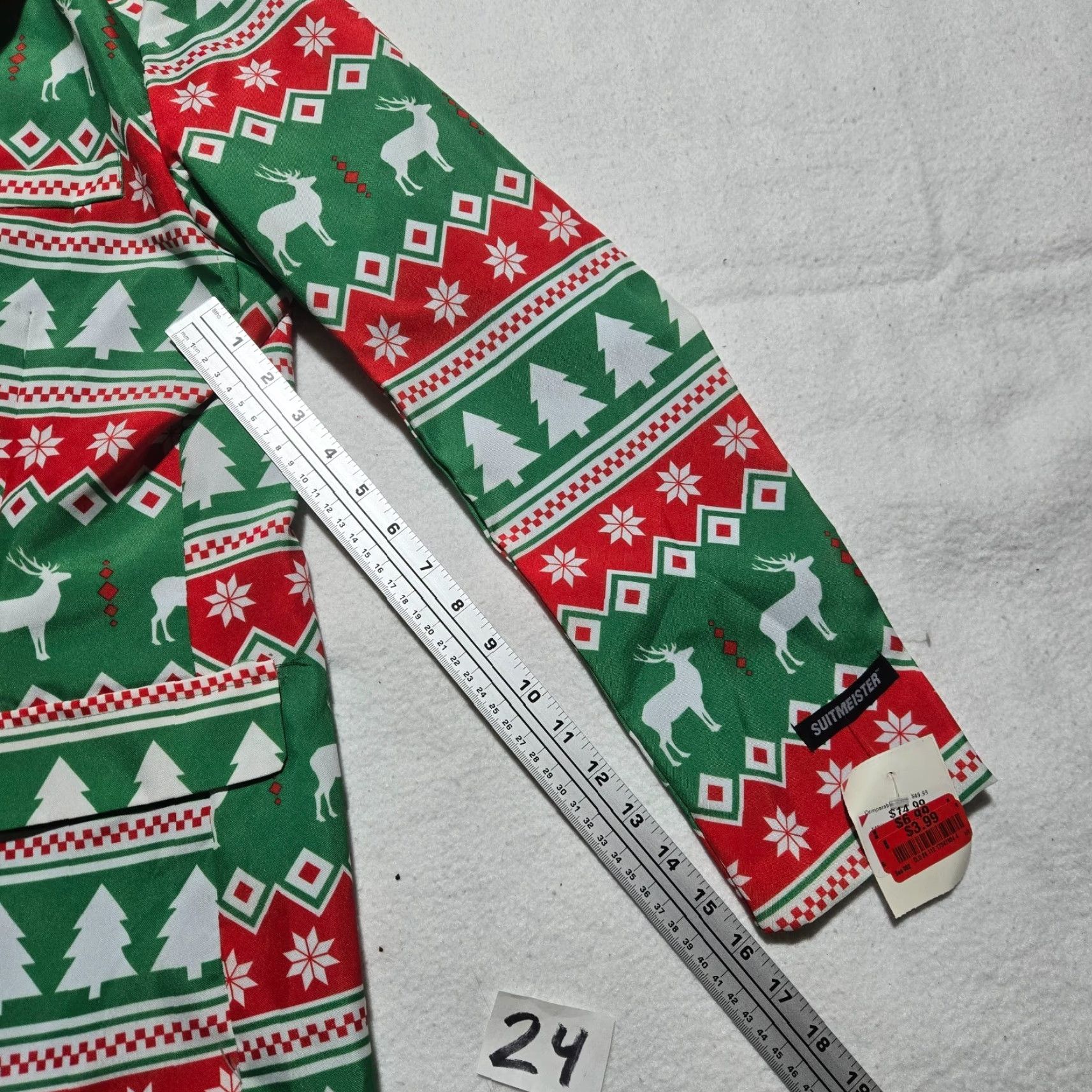 Vintage Suitmeister Christmas Reindeer Ugly Holiday Jacket Suit Jacket AOP Men's M Medium Size 40R - 7 Thumbnail