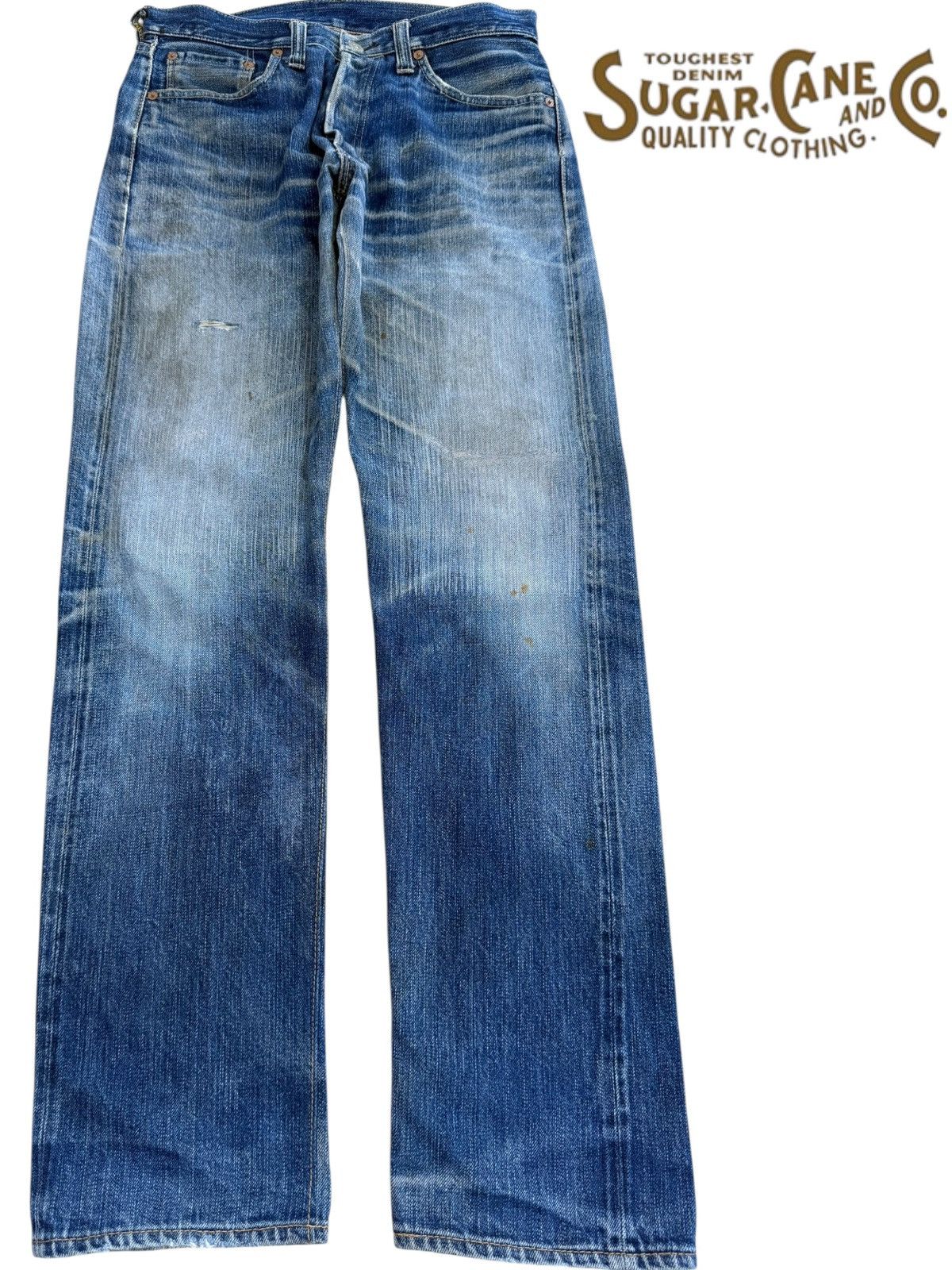 Sugar Cane Sugar Cane 90’s Blue Wash Whiskers Style Denim Jeans Size US 30 / EU 46 - 1 Thumbnail