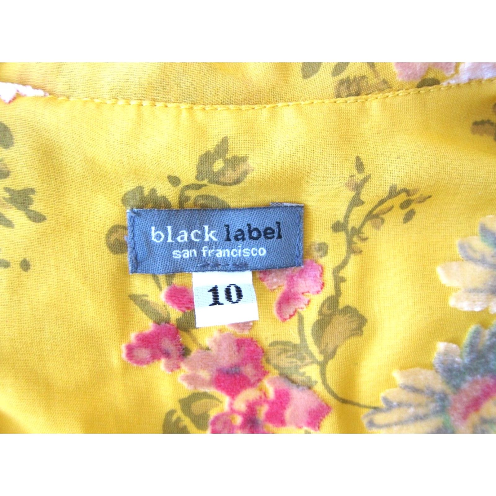 Vintage Black Label San Francisco Yellow Pink Floral Brown Collared Shirt Dress Women 10 Size L / US 10 / IT 46 - 4 Thumbnail