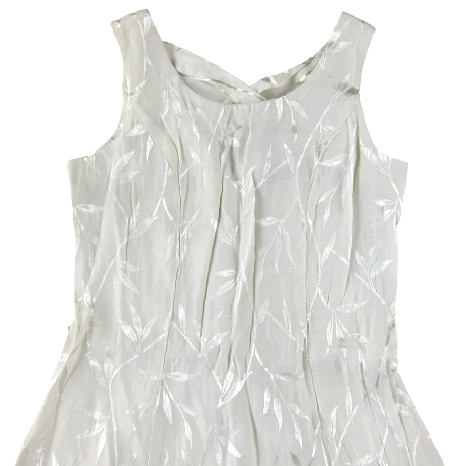 Vintage VINTAGE DBY Ltd. White Floral Shimmer Crisscross Short Tank Sun Dress XS Dress Size 26" / US 2 / IT 38 - 4 Thumbnail