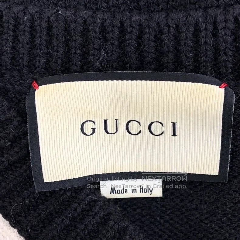 Gucci Gucci Black bee embroidered wool V-neck long-sleeved sweat Size US M / EU 48-50 / 2 - 5 Thumbnail
