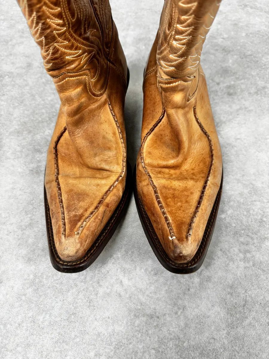 Roberto Cavalli AW2005 Roberto Cavalli Beige Leather Western Boots Size US 8 / IT 38 - 5 Thumbnail