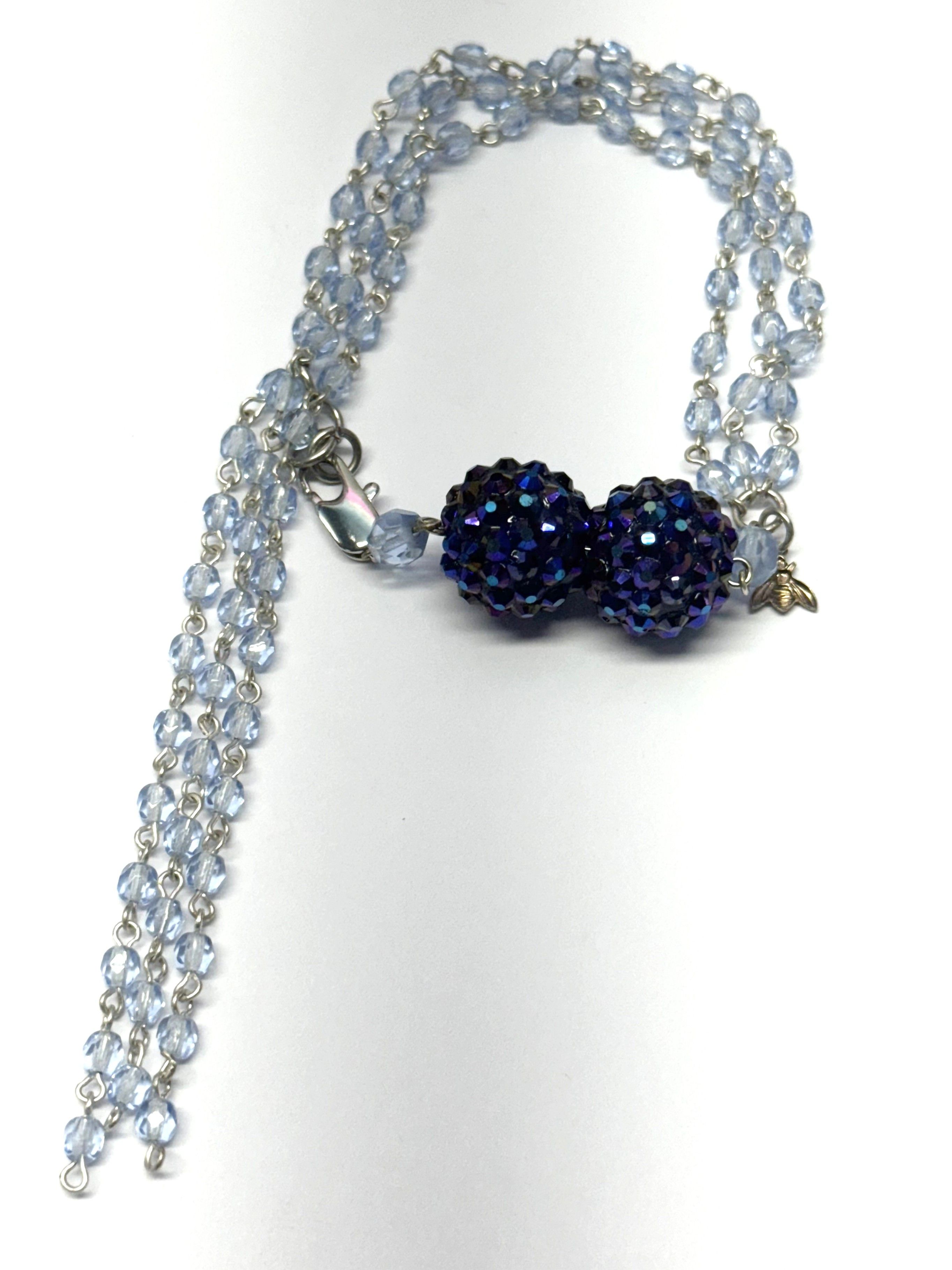 Vintage Vintage blue crystal beaded tassel rhinestone bracelet Size ONE SIZE - 2 Thumbnail
