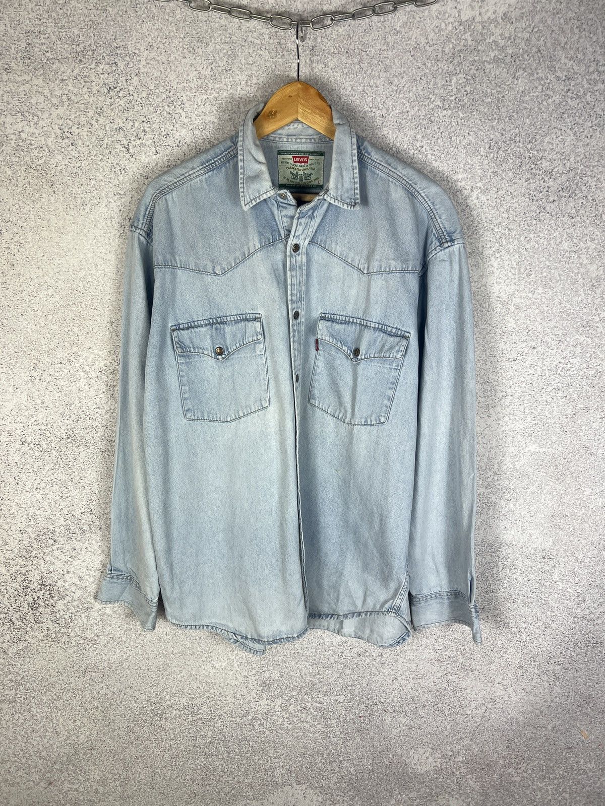 Levi's Vintage 80s Levi’s Blue Denim Western Shirt Size US L / EU 52-54 / 3 - 1 Thumbnail