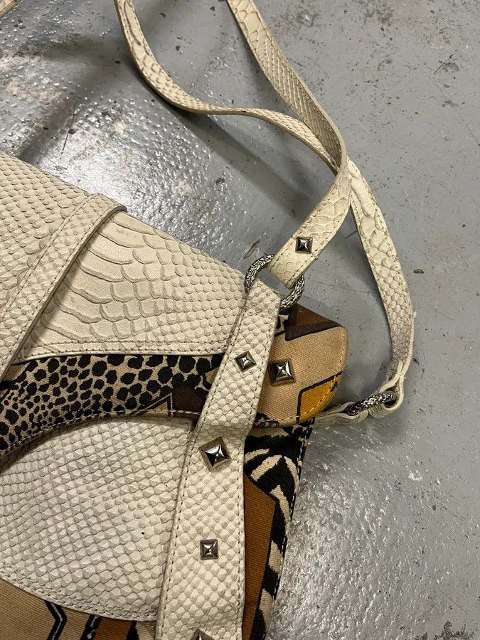 Roberto Cavalli 2000s Cavalli White Python Snakeskin Leather Effect Handle Bag Size ONE SIZE - 4 Thumbnail