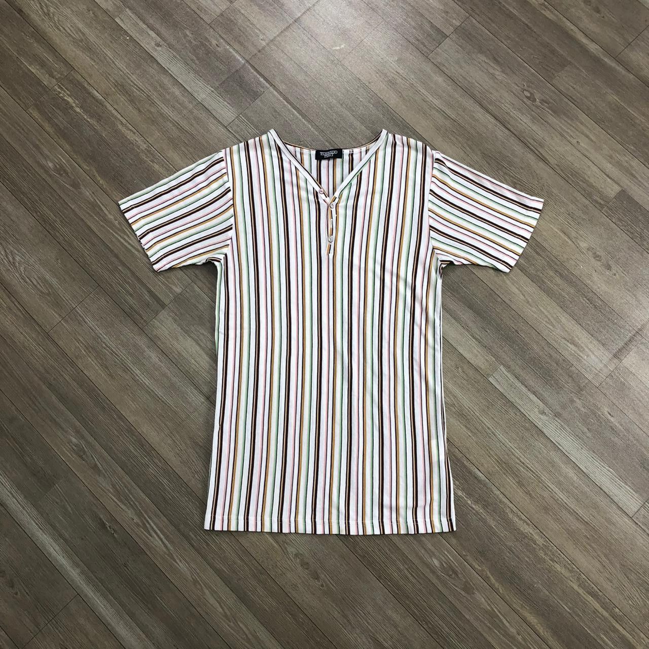 Tornado Mart Tornado Mart Stripe Half Button Shirt Size US S / EU 44-46 / 1 - 1 Thumbnail