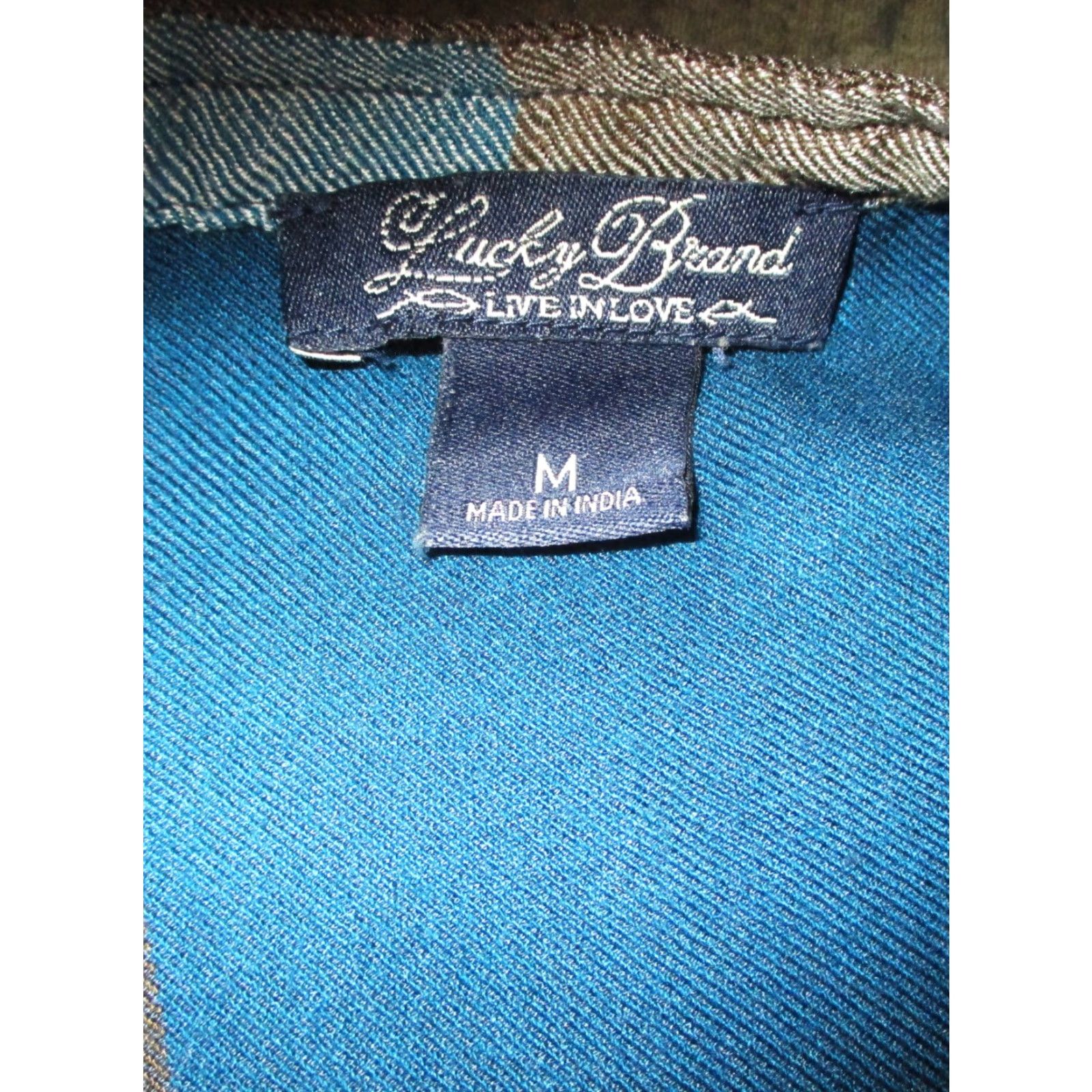 Lucky Brand LUCKY BRAND Blue Brown Long Sleeve Top M Shirt Womens V-Neck Knit Check Casual Top Size M / US 6-8 / IT 42-44 - 6 Thumbnail