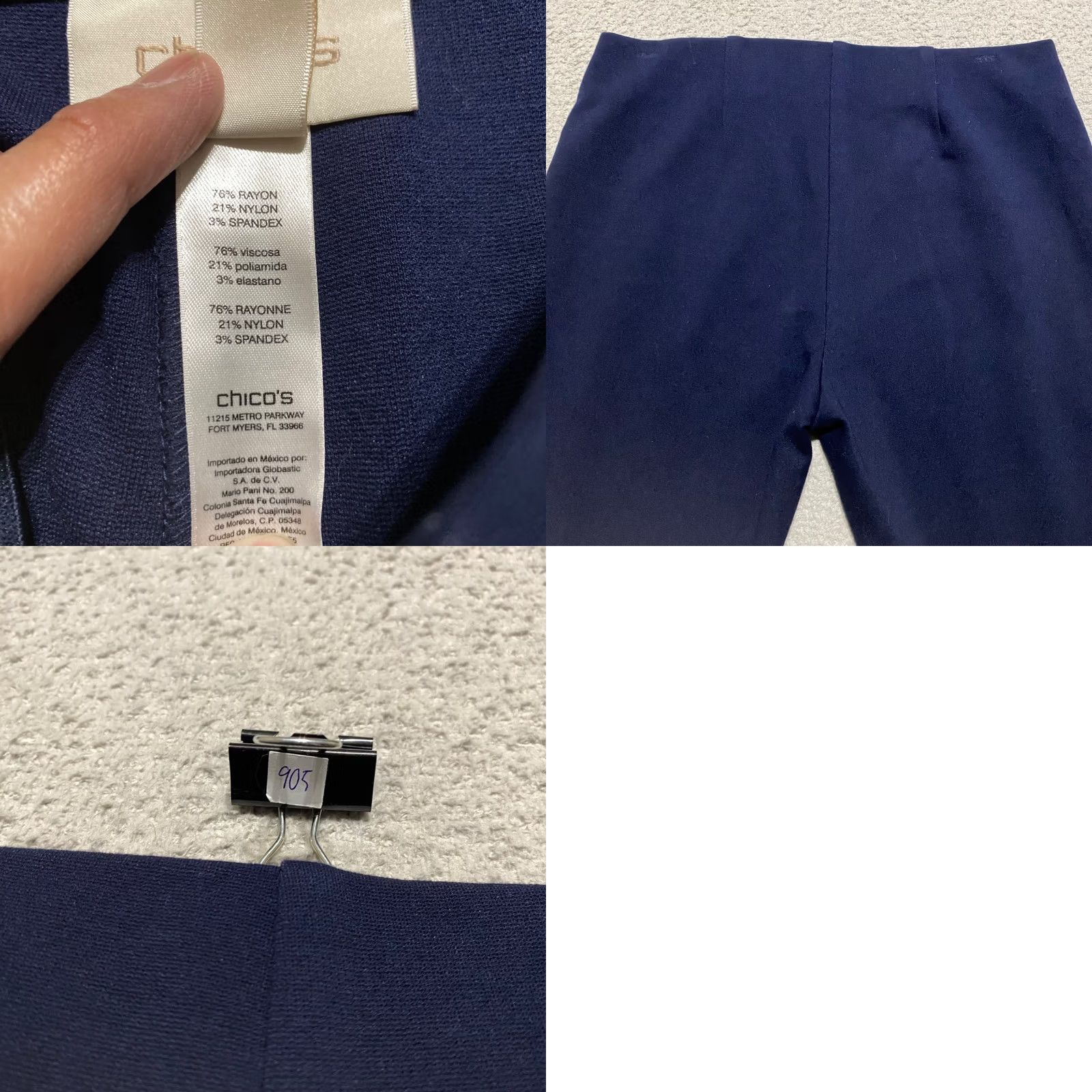 Vintage Chico's Pants Women 4P Solid Blue Straight Pull On Mid Rise Ankle Petite Size 27" / US 4 / IT 40 - 8 Thumbnail