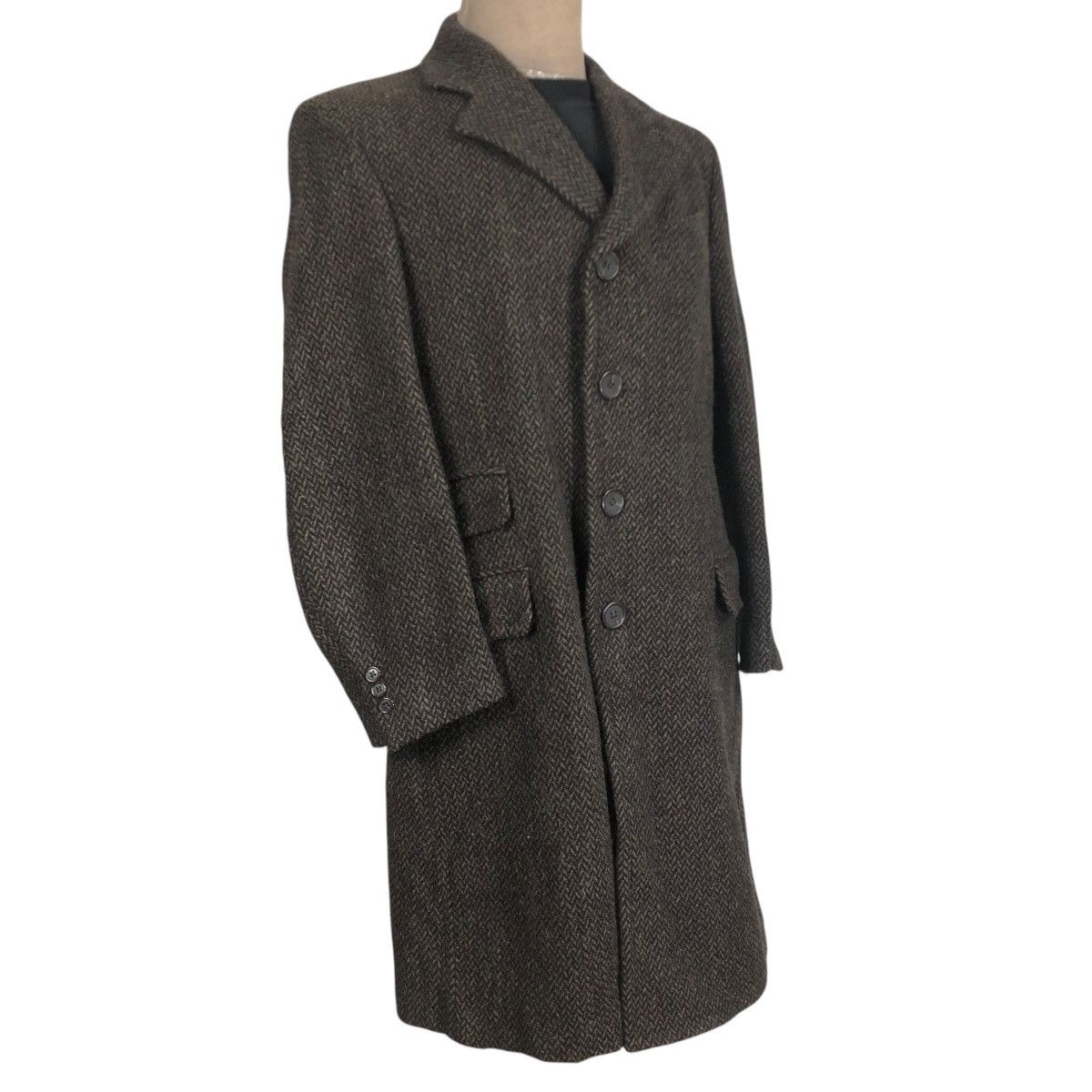 Fendi Vintage 90s Fendi Tweed Herringbone Long Coat Size US M / EU 48-50 / 2 - 1 Thumbnail