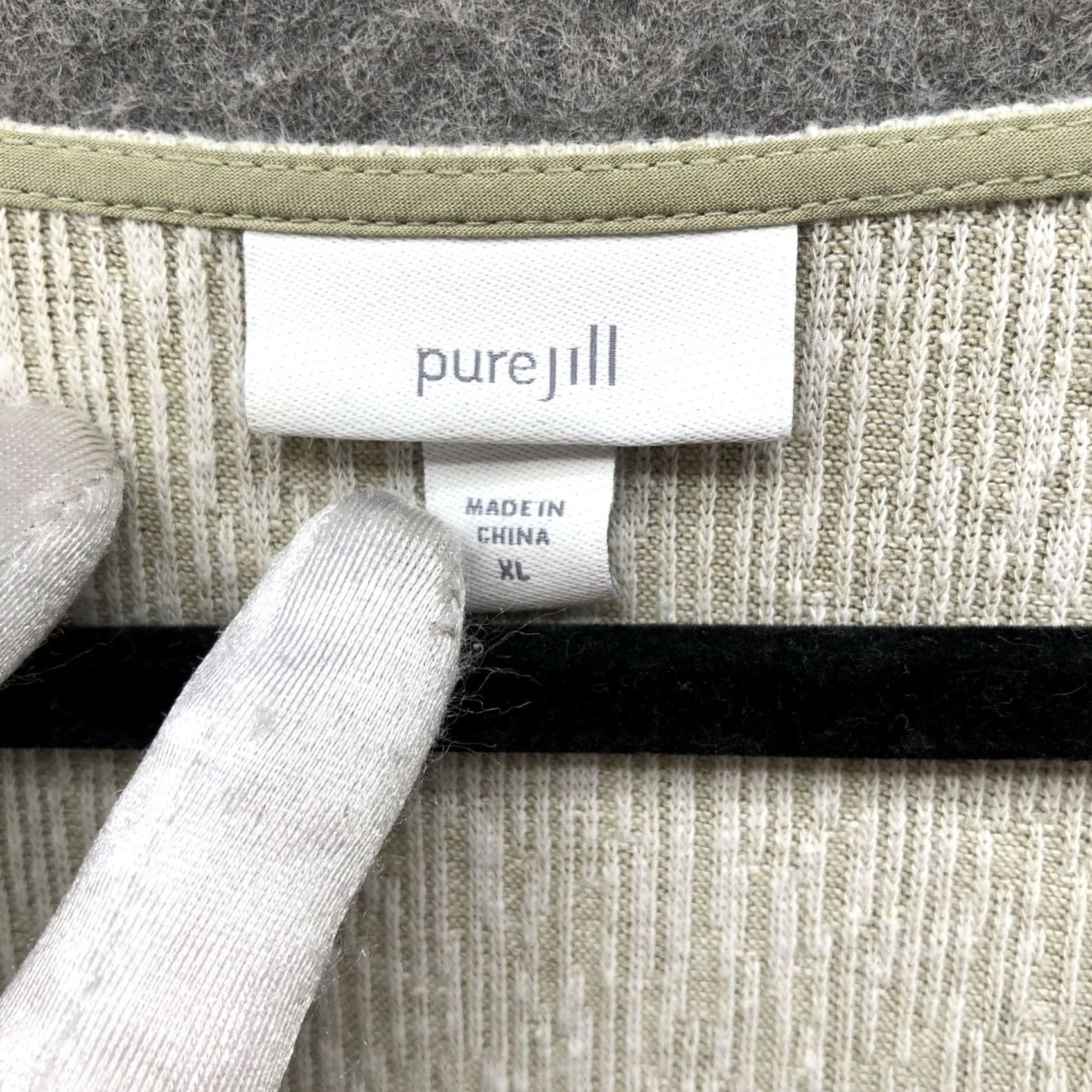 J. Jill J. Jill Linen Blend Long Sleeve Top Womens XL Sage Green Ribbed Round Neck Shirt Size XL / US 12-14 / IT 48-50 - 5 Thumbnail