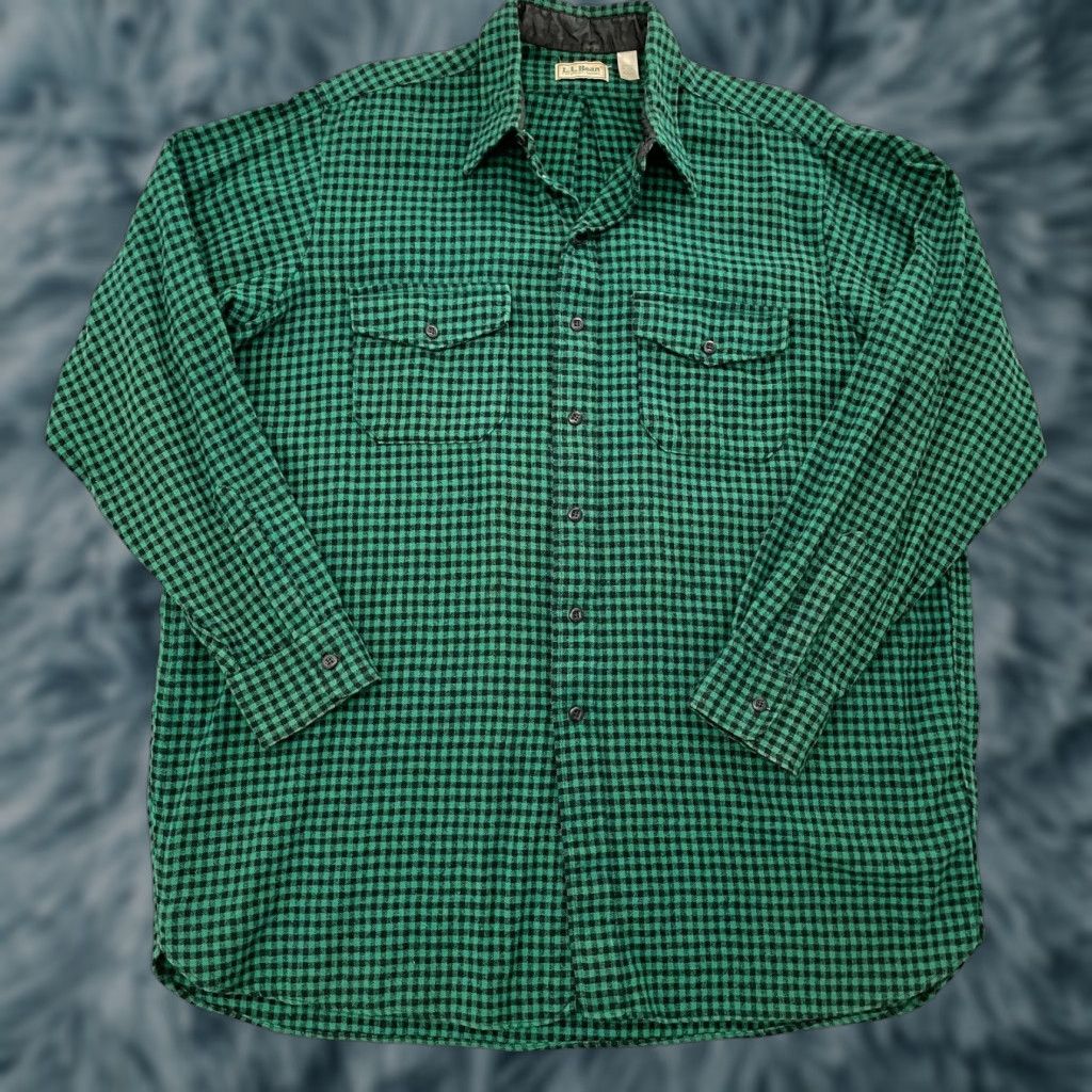 Vintage VINTAGE L.L. Bean Flannel Shirt Adult XL Green Plaid Wool Blend 70s 80s Lumberjack Button-Up Long Sleeve Men's Shirt Size US XL / EU 56 / 4 - 1 Thumbnail