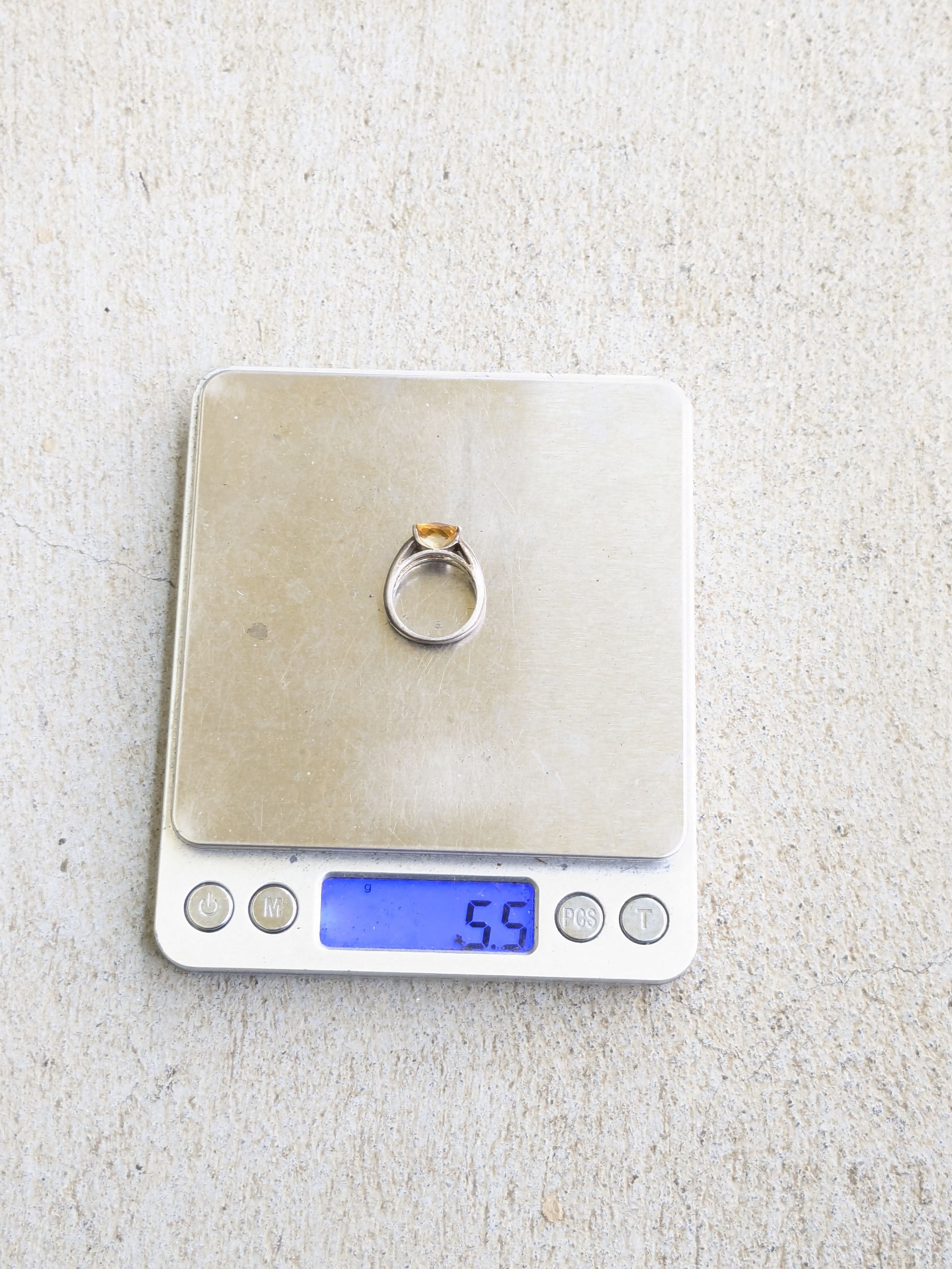 Jewelry Sterling Silver Ring Yellow Citrine Square Faceted 6 Band Size ONE SIZE - 11 Thumbnail