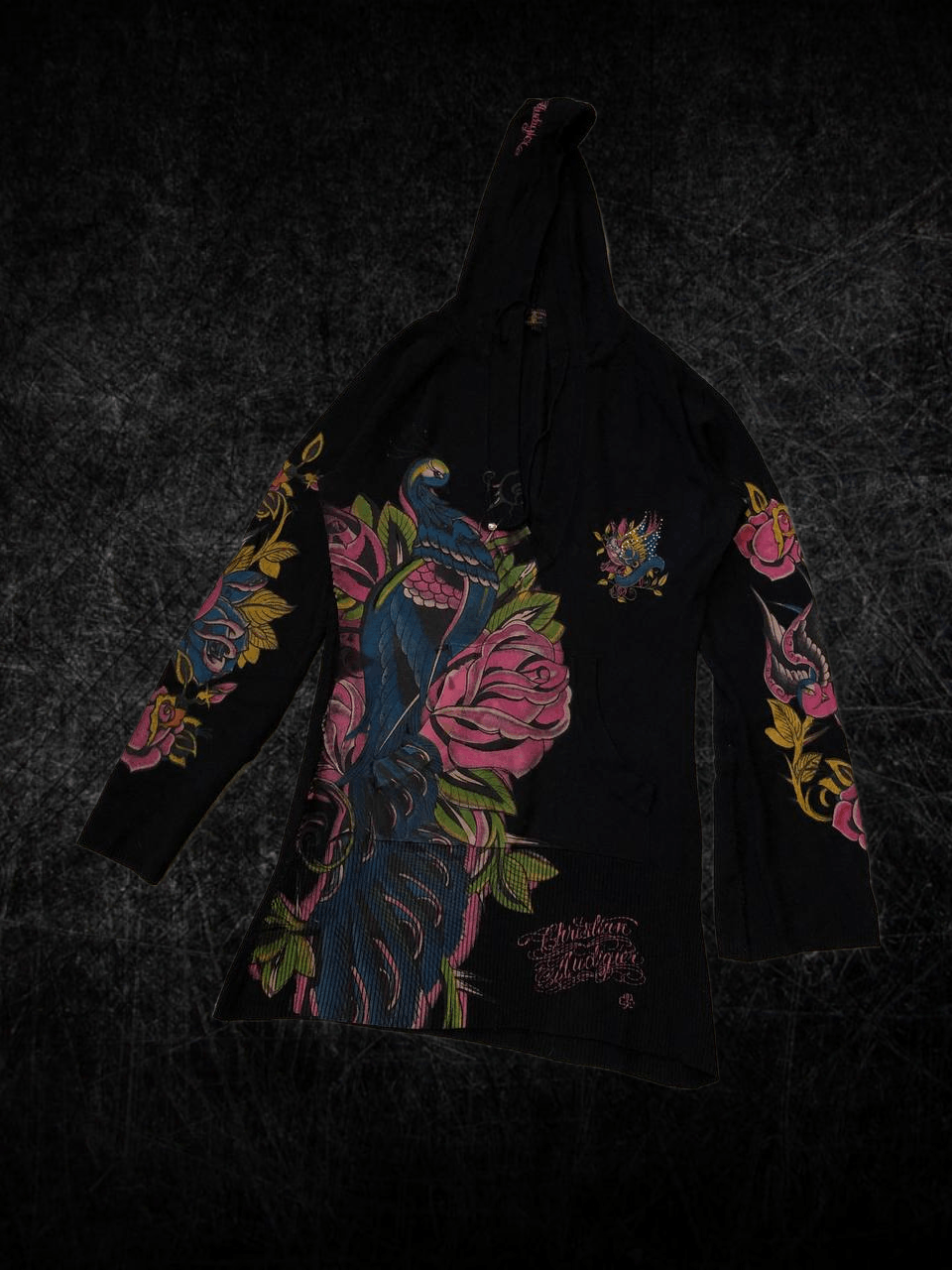 Christian Audigier CHRISTIAN AUDIGIER Embellished Peacock Pullover Hoodie Size L / US 10 / IT 46 - 1 Thumbnail