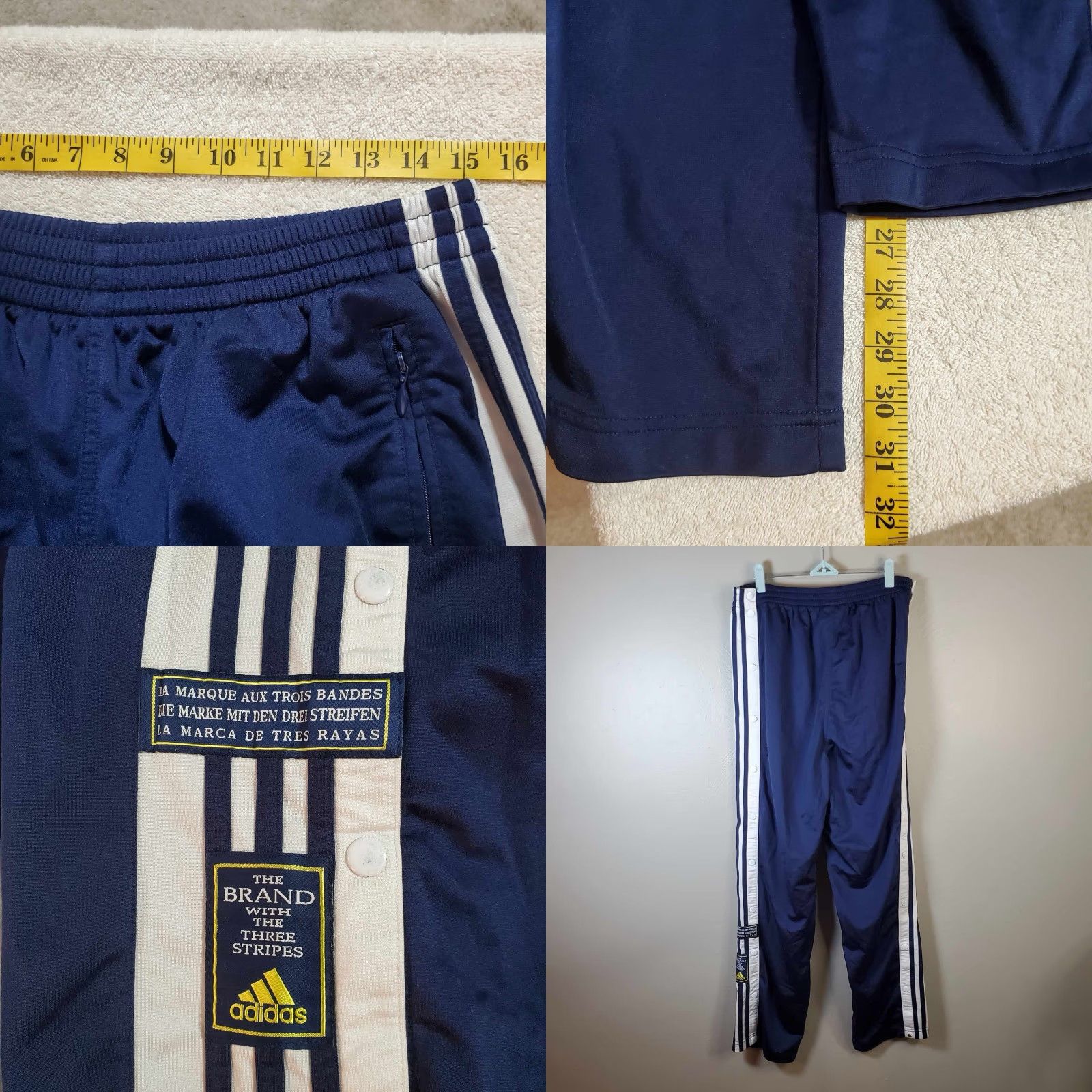 Adidas VINTAGE Adidas Tear Away Pants Men L Blue Track Pants Adults Tear Away Warm Up Size US 33 - 8 Thumbnail