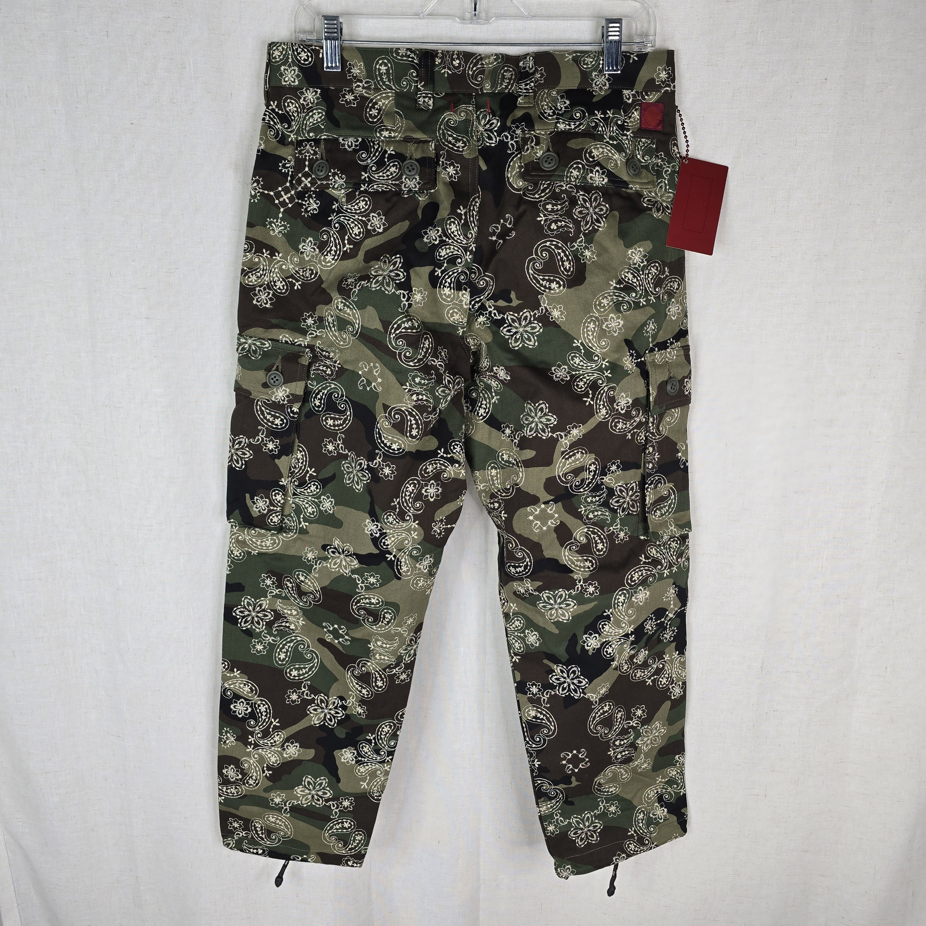 CLOT Clot Mens Medium Embroidered Paisley Camo Cropped Cargo Size US 31 - 4 Thumbnail