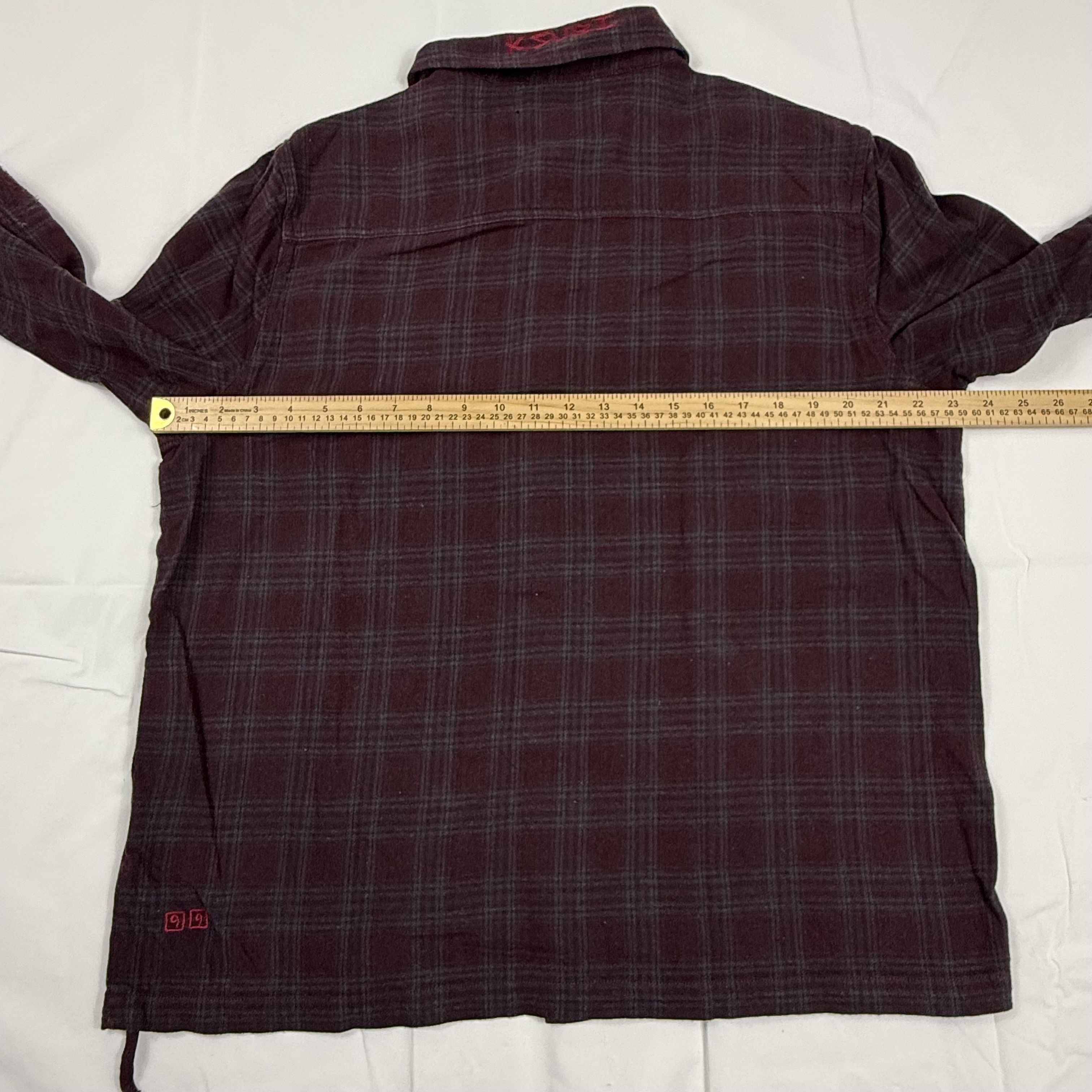 Ksubi Ksubi Spliced 999 LS Shirt Half T Burgundy Plaid Mens Large Size US L / EU 52-54 / 3 - 7 Thumbnail