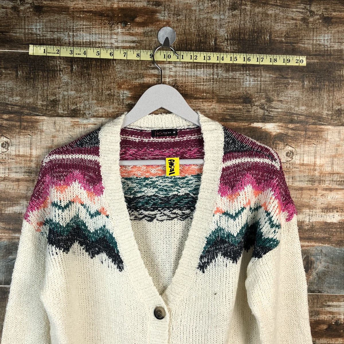 Japanese Brand Free Fusion White Cardigan Knitwear #A1541 Size US M / EU 48-50 / 2 - 4 Thumbnail