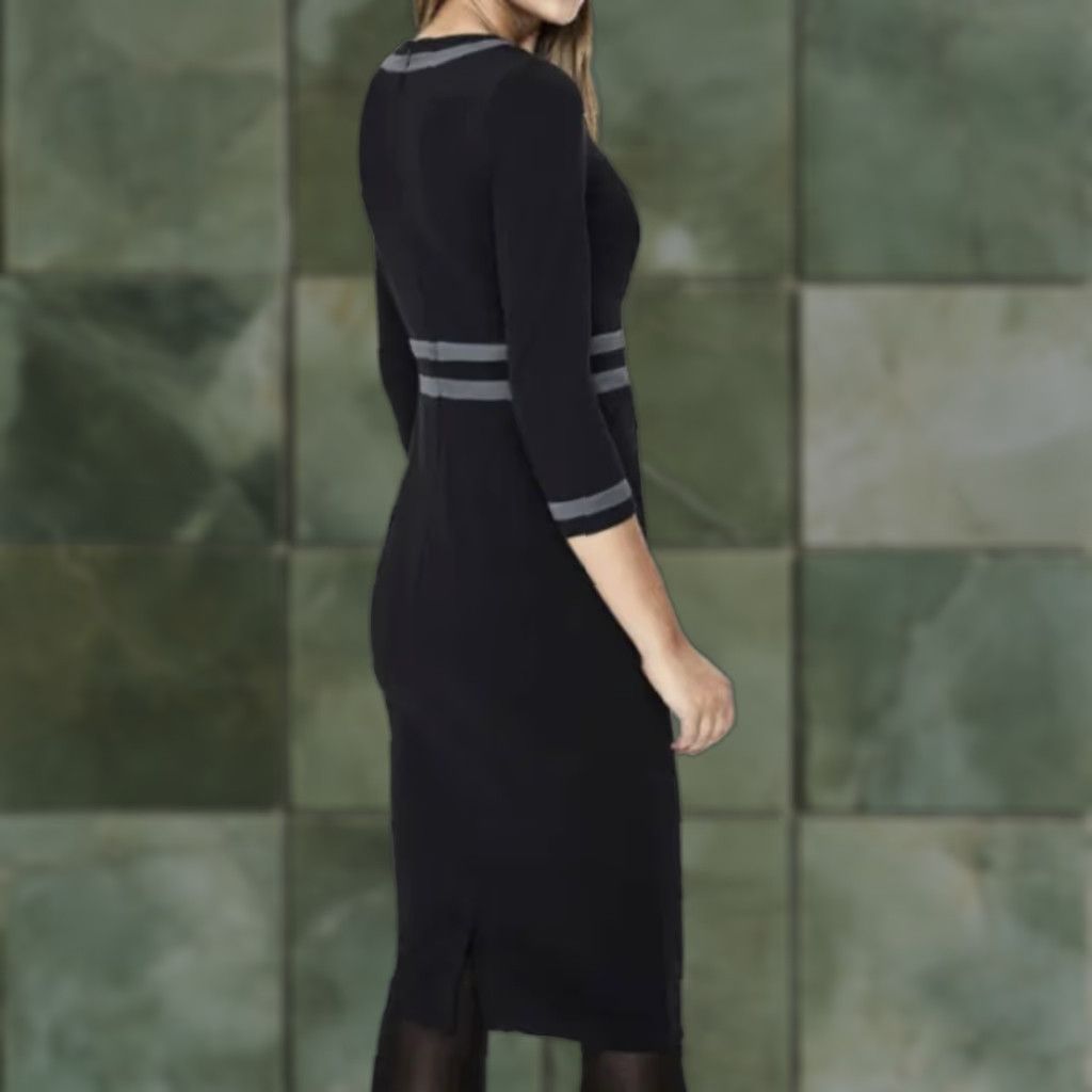 Boden Boden Dress Womens Black Nellie Ponte Sheath 3/4 Sleeve US6R Midi V-Neck Size M / US 6-8 / IT 42-44 - 1 Thumbnail