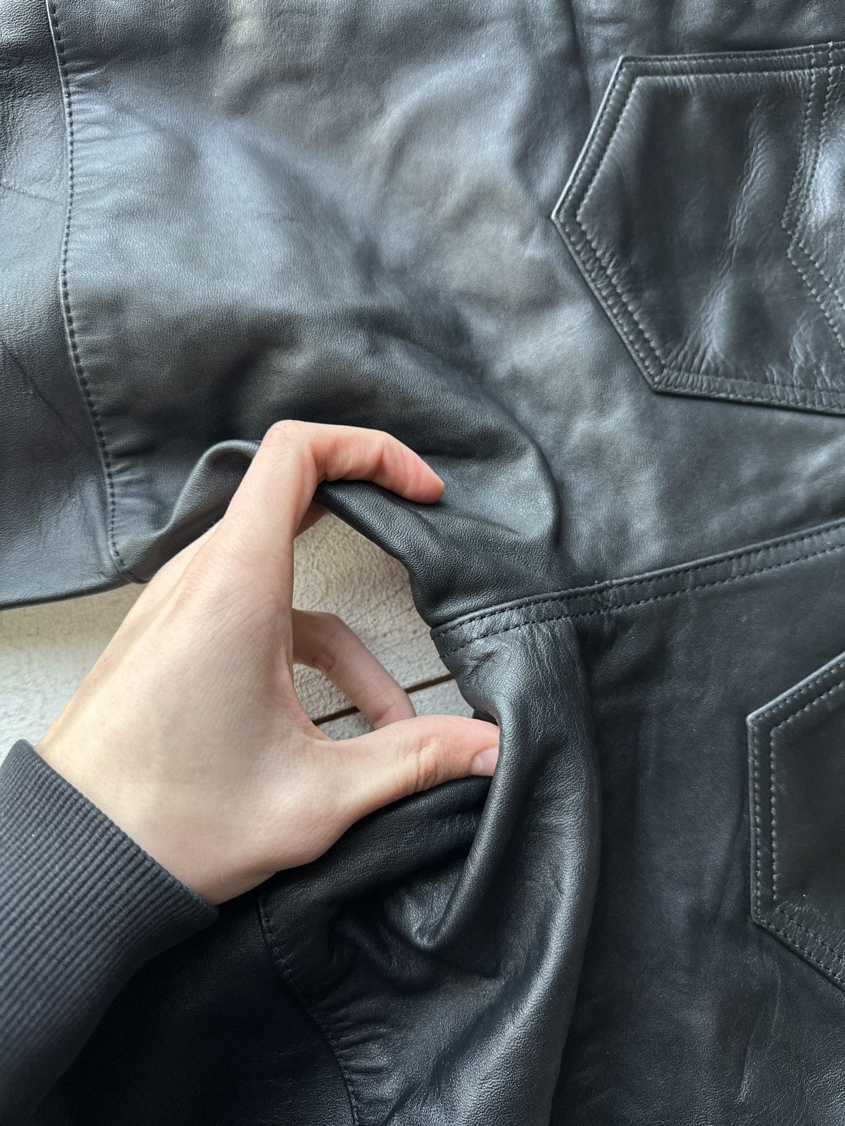 Leather 🚨GRAIL LEATHER PANTS RACING VNTG Cowboy Biker Leather Pants Size US 27 - 15 Thumbnail