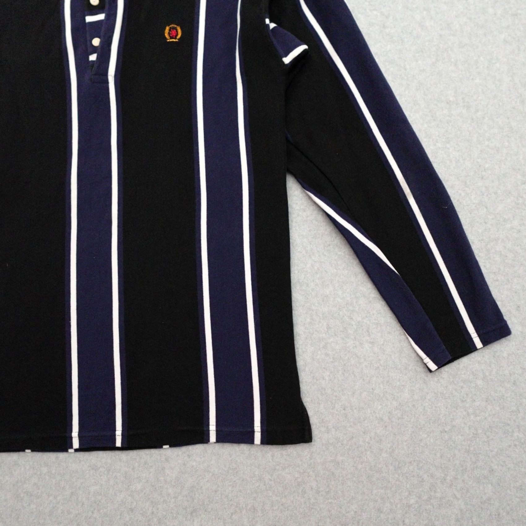 Tommy Hilfiger TOMMY HILFIGER Shirt XL Blue White Black Vertical Striped Polo Men Long Sleeve Button-Up Vintage Size US XL / EU 56 / 4 - 7 Thumbnail