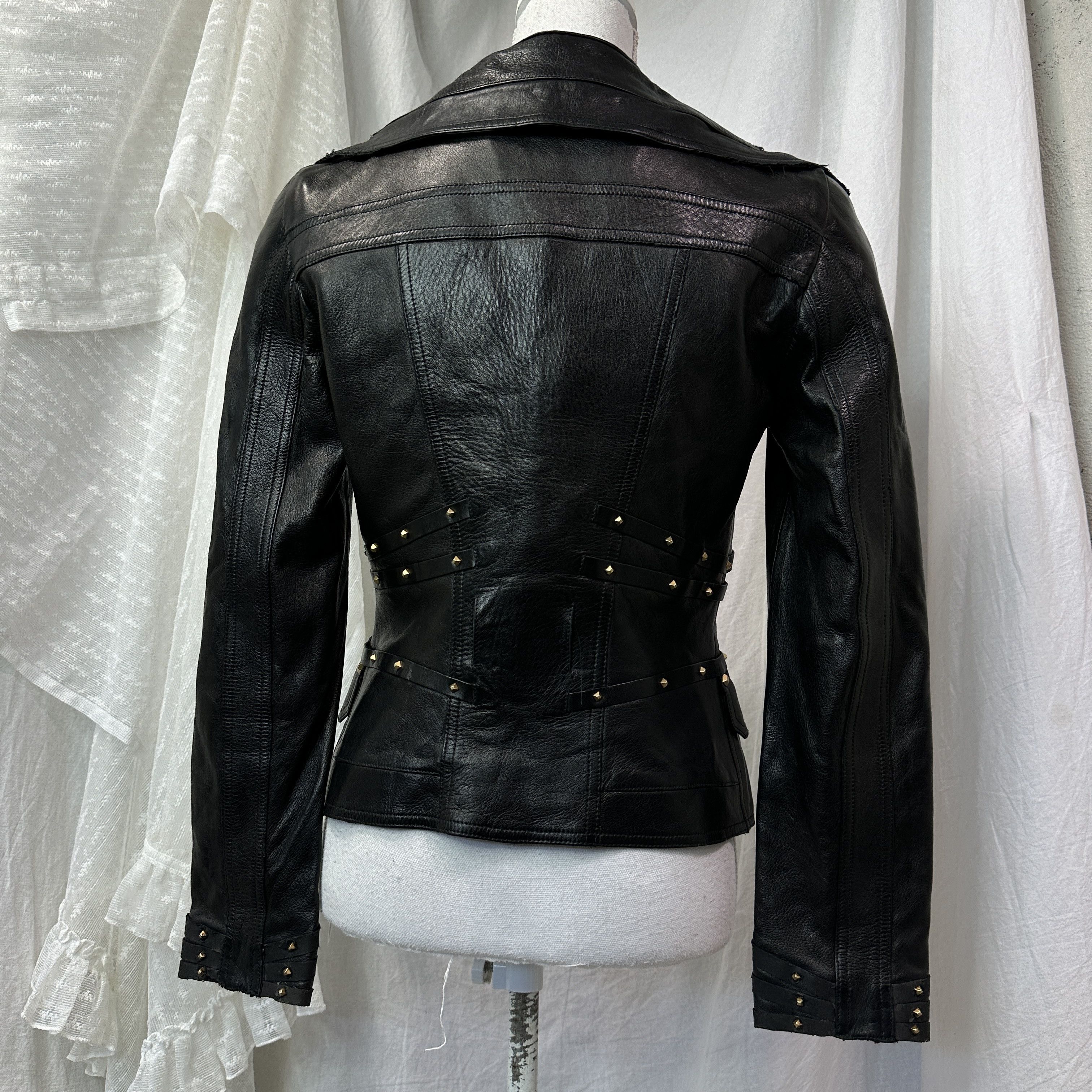 Gucci Vintage Leather Biker Grunge Moto Gucci Studded Jacket Y2K Size S / US 4 / IT 40 - 12 Thumbnail