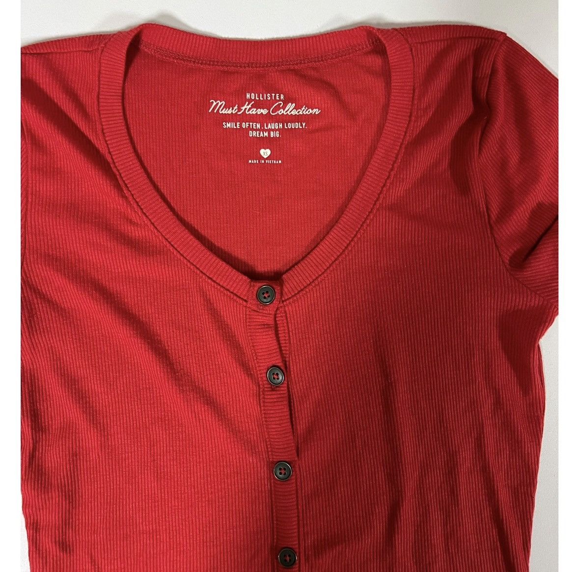 Hollister Hollister Red Button-Up Short Sleeve Shirt Top Blouse XS ❤️✨ Size XS / US 0-2 / IT 36-38 - 3 Thumbnail