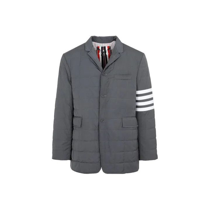 Thom Browne Thom Browne Gray Striped Puffer Jacket for Men Size US M / EU 48-50 / 2 - 1 Thumbnail