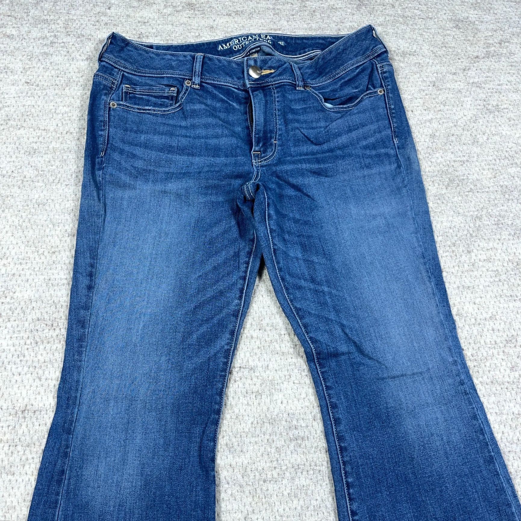American Eagle Outfitters VINTAGE American Eagle Outfitters Jeans Women 14 Kick Boot Cut Mid Rise Med Wash Faded Denim Boho Size 36" / US 14 / IT 50 - 5 Thumbnail