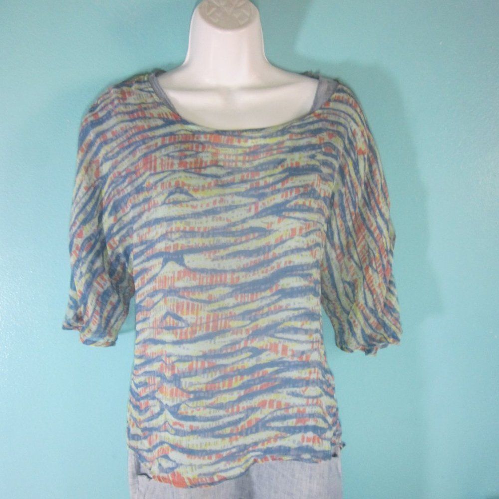 Gypsy 05 Gypsy 05 Anthropologie Womens Size S Oversized Sheer Silk Blouse Blue Wave Size S / US 4 / IT 40 - 5 Thumbnail