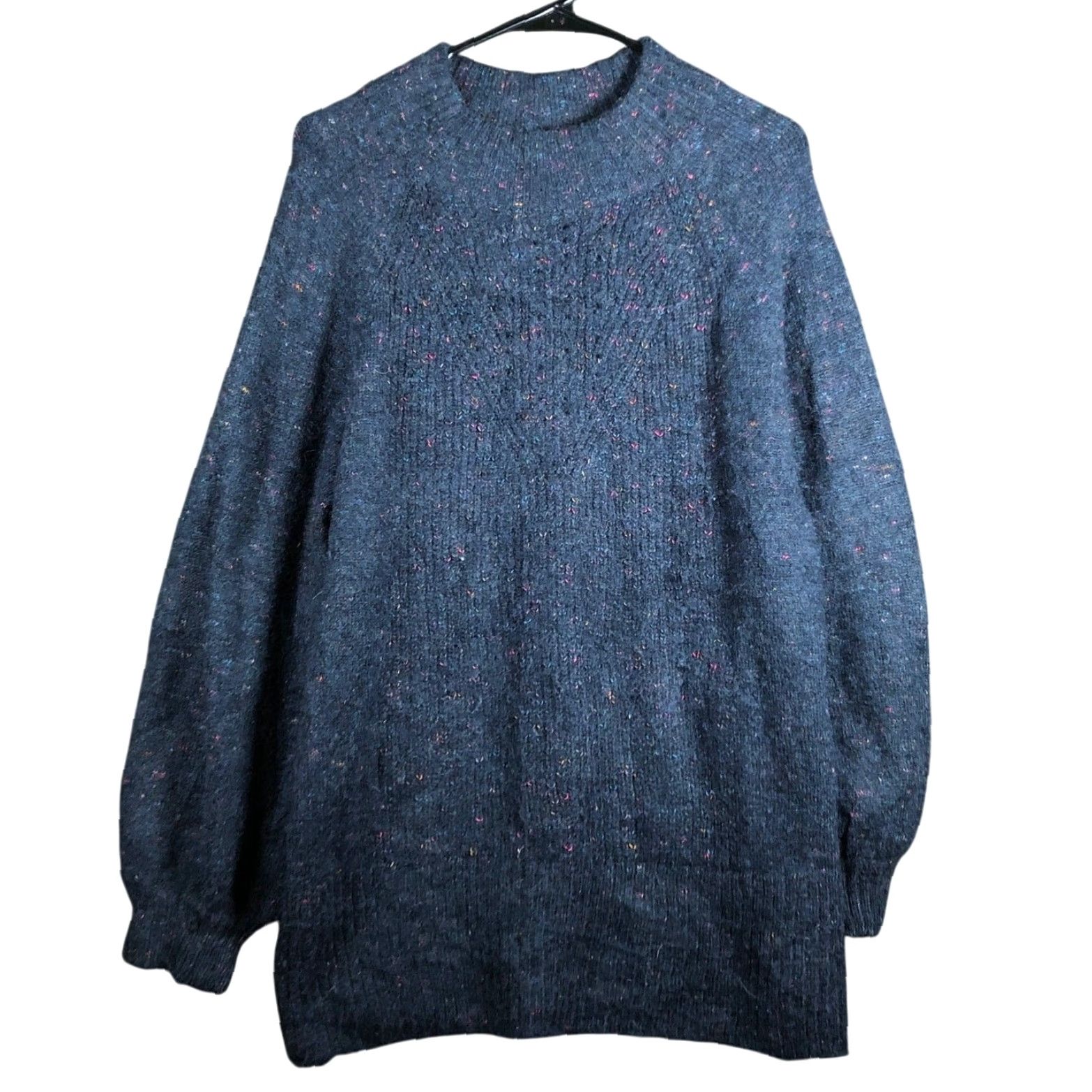 Vintage Lauren Conrad Womens Sweater Blue Multi Wool Blend Long Sleeve Crew Large Size L / US 10 / IT 46 - 2 Thumbnail