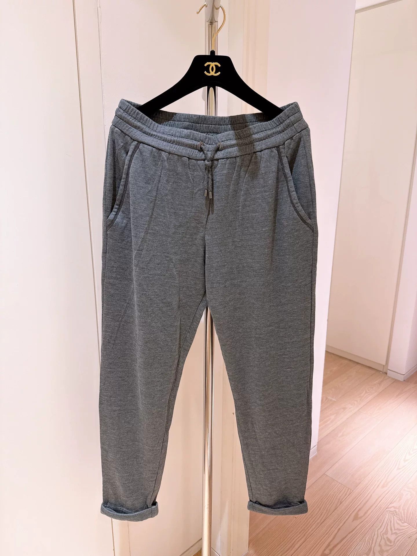 Brunello Cucinelli Brunello Cucinelli Gray Beaded Sweatpants Size US 30 / EU 46 - 1 Thumbnail