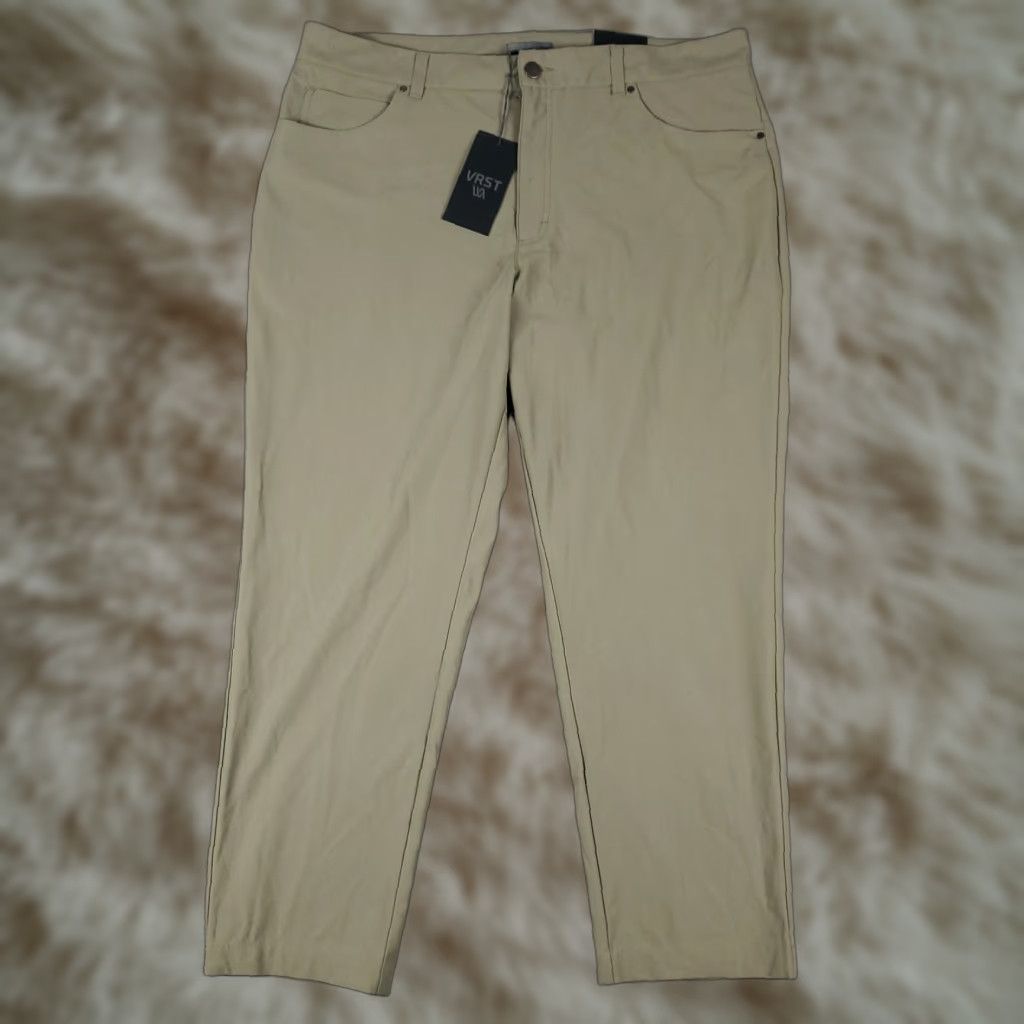 Vintage VRST Mens Pants 38x26 Khaki Beige Stretch 5-Pocket Chino Trousers Regular Straight Size US 38 / EU 54 - 1 Thumbnail