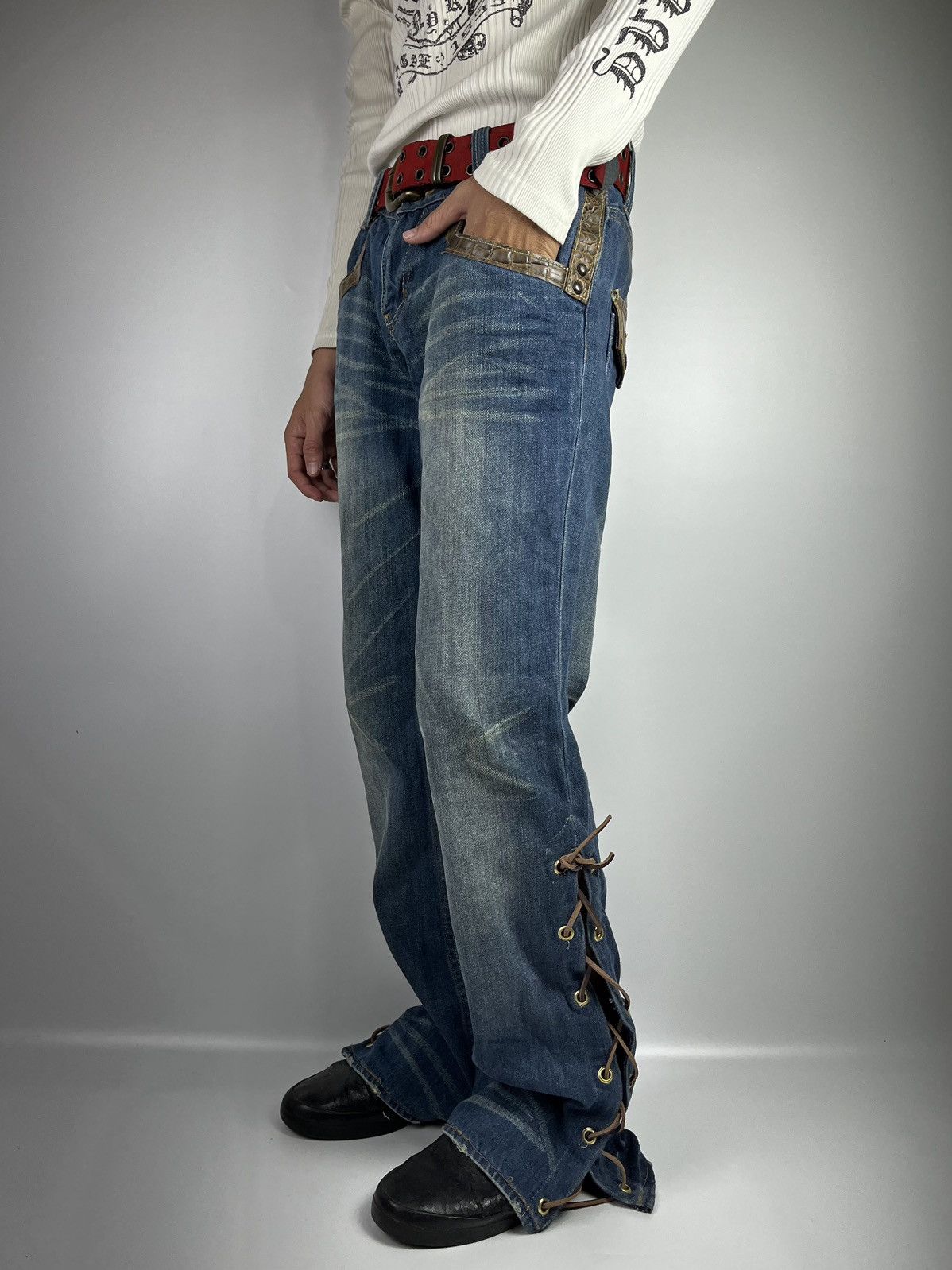 GOSTAR DE FUGA Lace up flare jeans rootthree ifsixwasnine lgb style Size US 30 / EU 46 - 18 Thumbnail