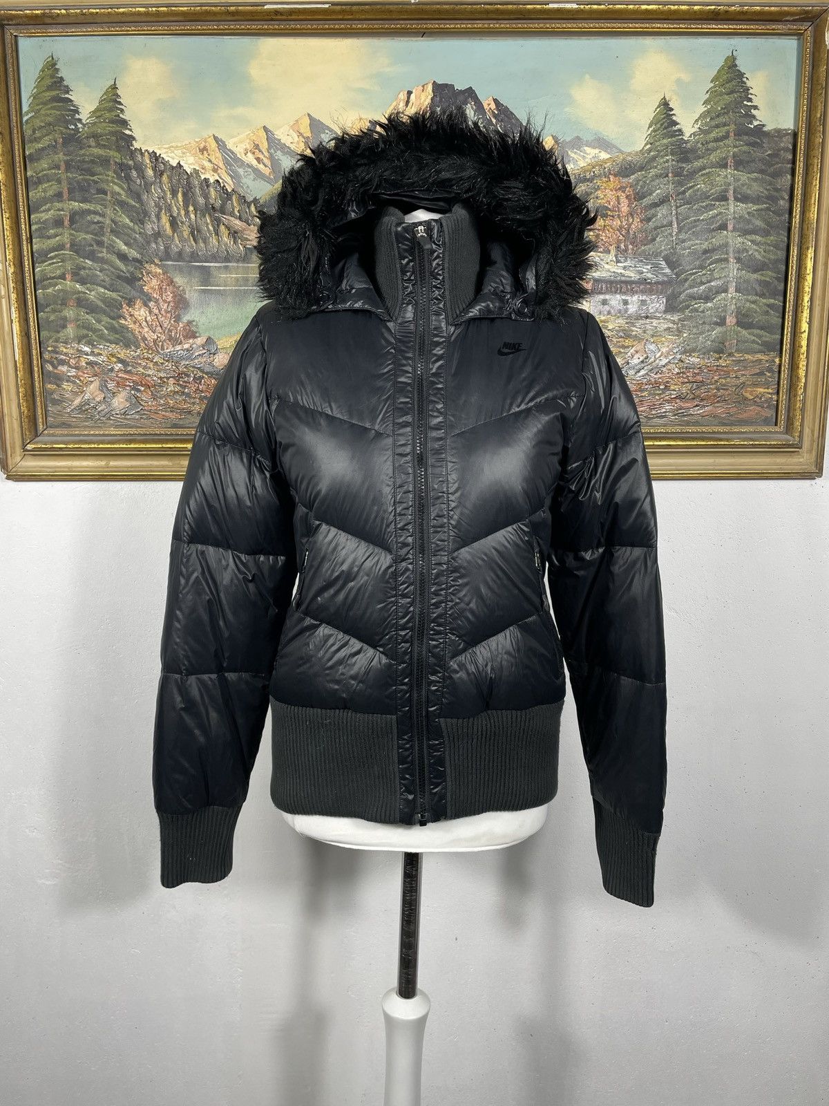 Nike × Vintage Nike Small Swoosh Zip Hoodie Jacket Black Y2k 00s Retro Size S / US 4 / IT 40 - 1 Thumbnail