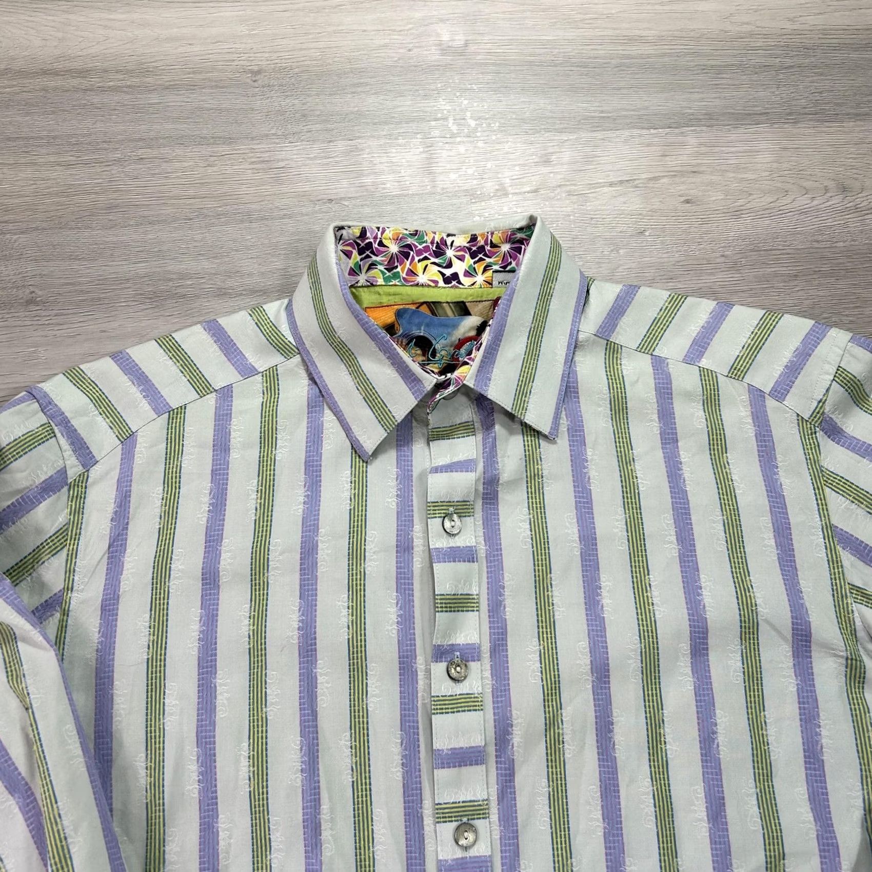 Robert Graham Robert Graham Shirt Mens M Green Purple Stripe Long Sleeve Button-Up Casual Size US M / EU 48-50 / 2 - 4 Thumbnail