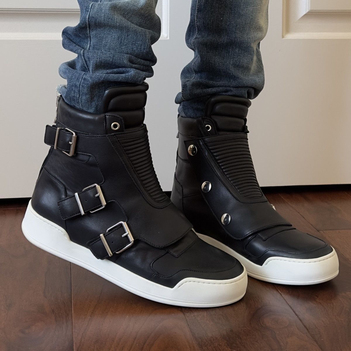Balmain Balmain Zip High Top Leather Sneakers | Grailed
