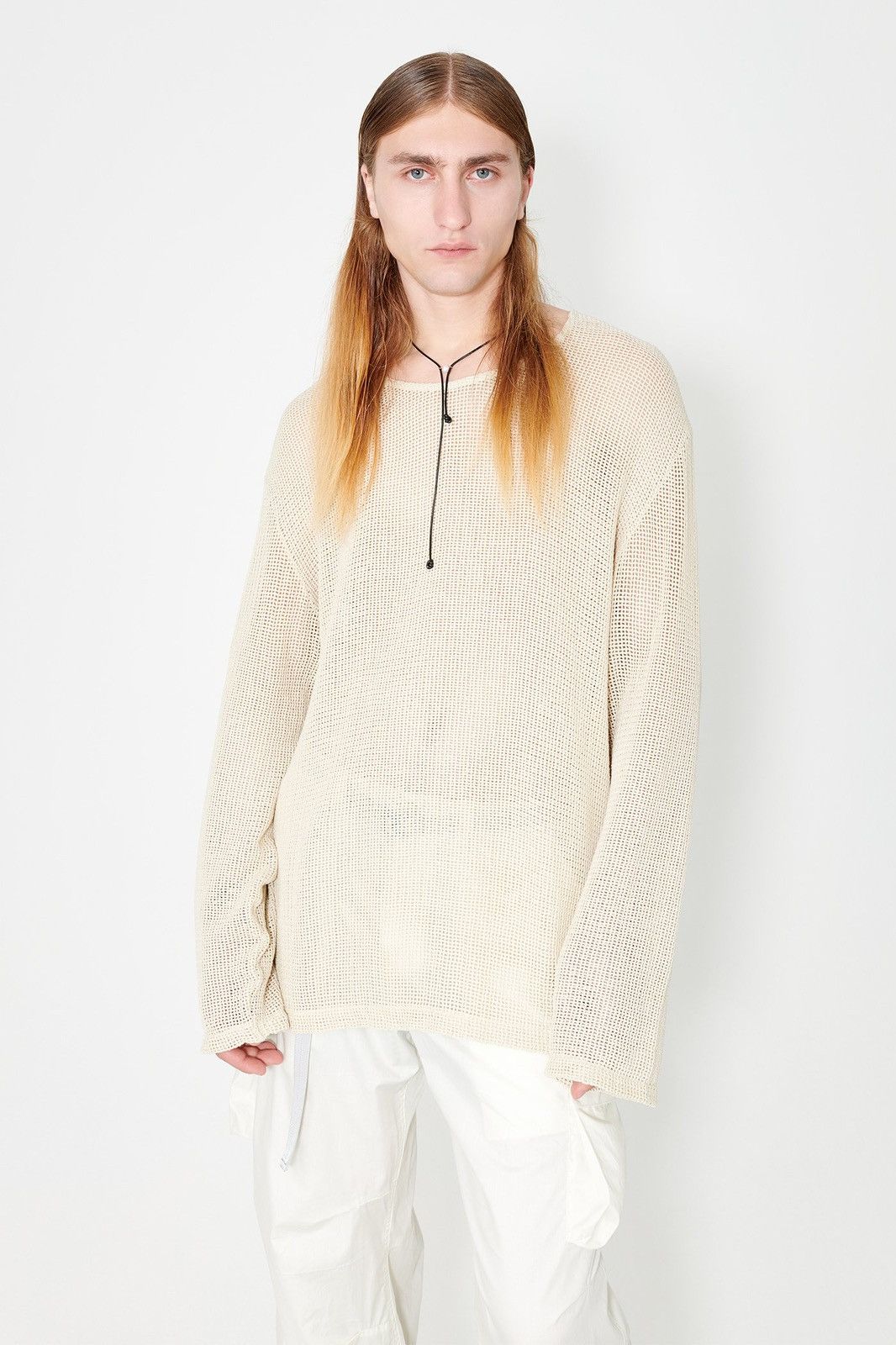トップス OUR LEGACY DOUBLE LOCK U-NECK SAND 46 Double Lock U-Neck in Metallic Sand Rustic Mesh – SVRN