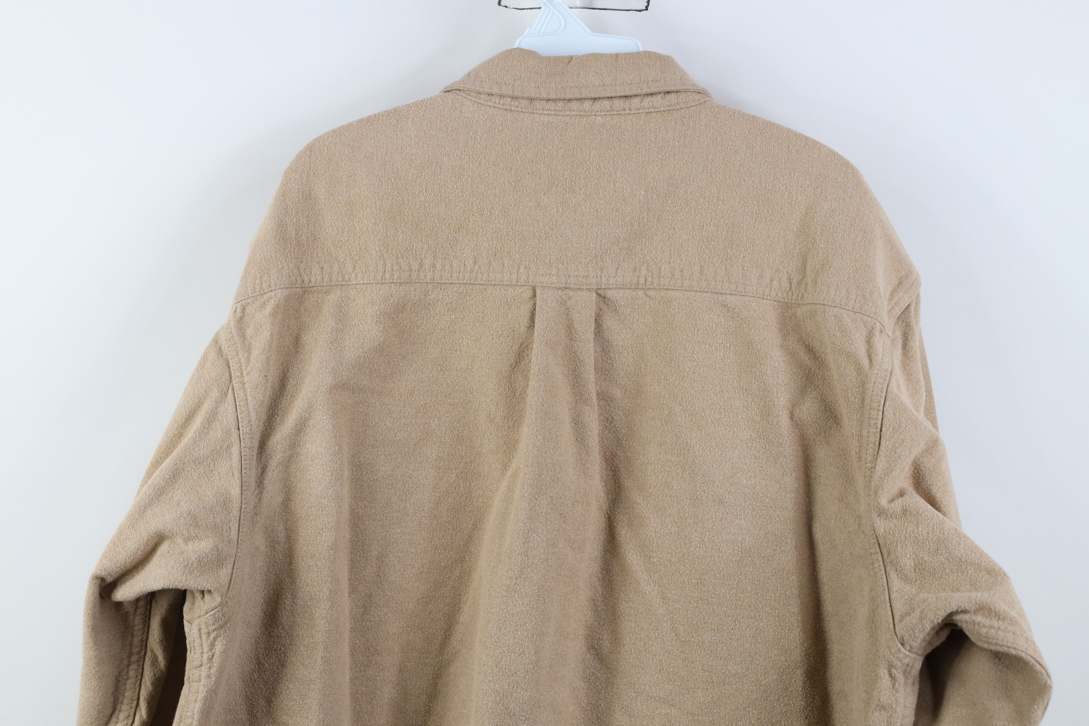 Vintage Vintage 90s Streetwear Chamois Cloth Button Shirt Beige Tan Size US XXL / EU 58 / 5 - 13 Thumbnail