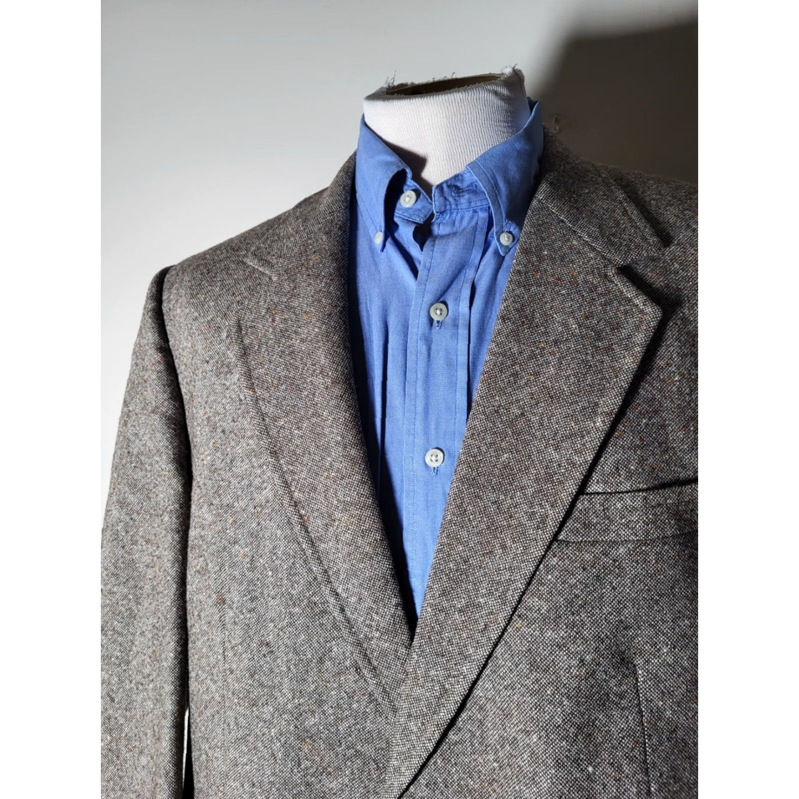 Vintage VINTAGE Unbranded 2 Piece Wool Tweed Suit Brown Check Long 46L Mens Size 46R - 4 Thumbnail
