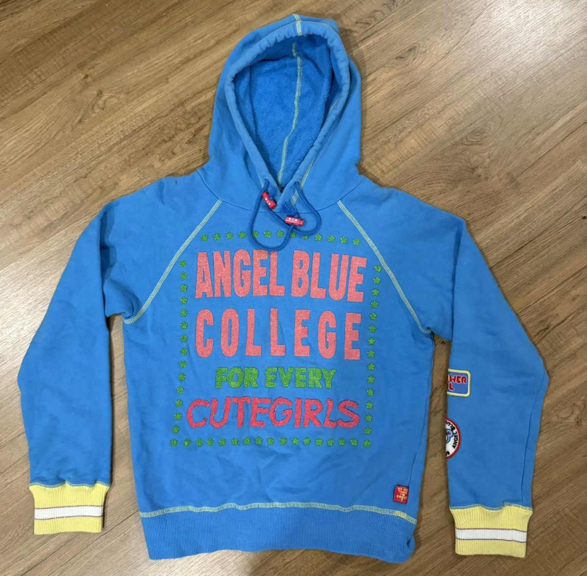 Vintage Angel Blue College Cute Girls Hoodie - Main Image
