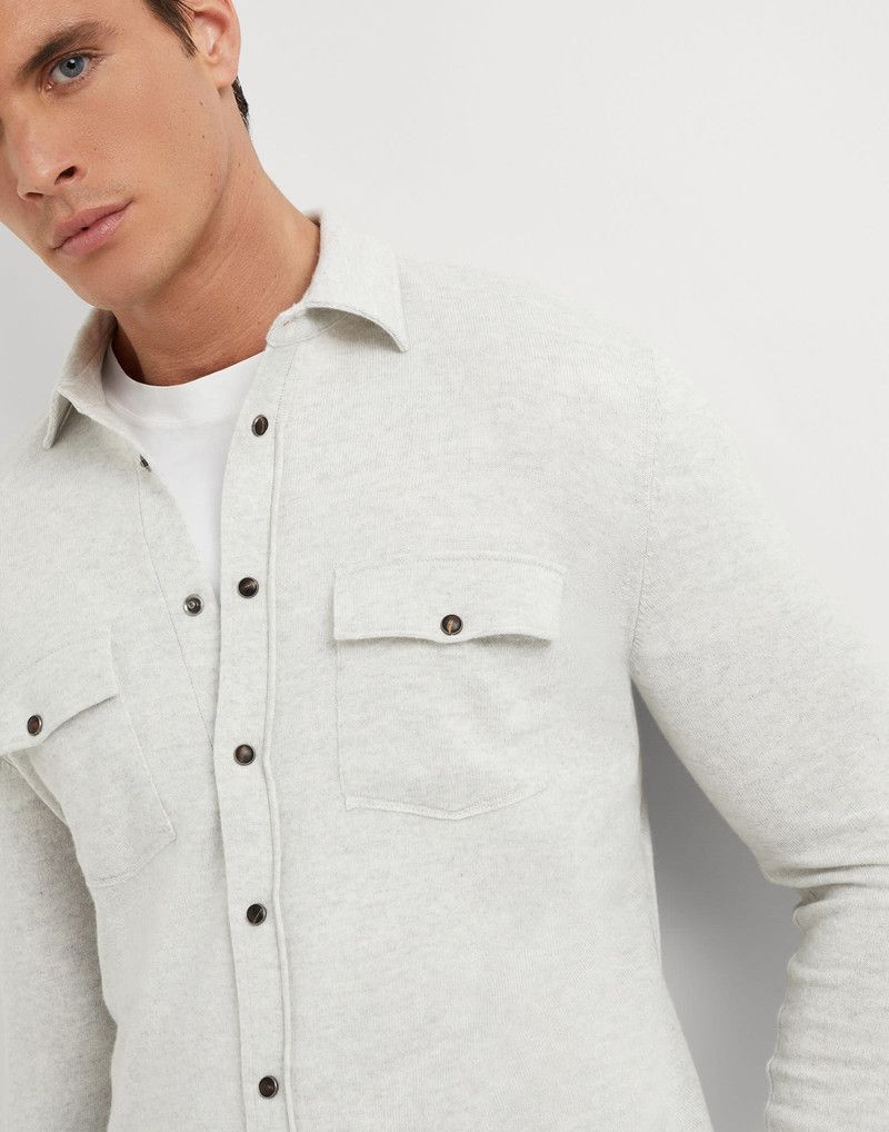 Brunello Cucinelli o1w1db10326 Shirt Style Cardigan in Grey Size US L / EU 52-54 / 3 - 3 Thumbnail